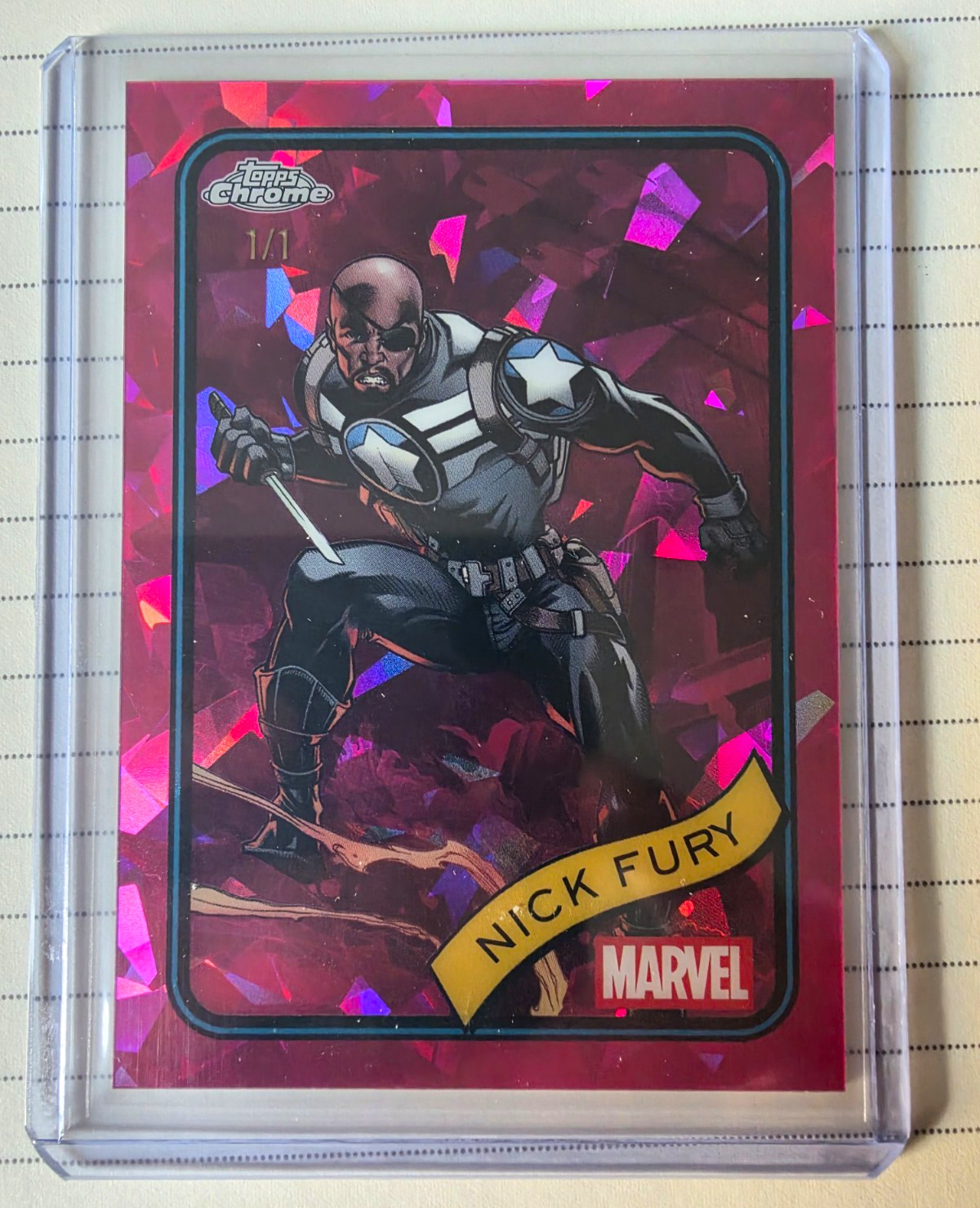 Topps 2025 Topps Chrome Marvel Nick Fury Padparadscha #193 1/1 Topps 2025 Topps Chrome Marvel Nick Fury Padparadscha #193 1/1