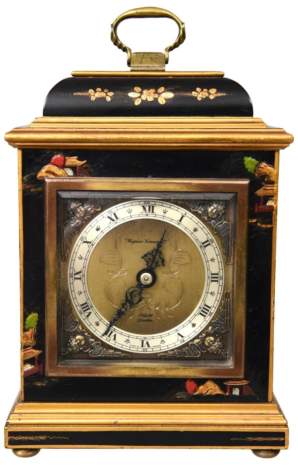 Elliot English 8 Day Table Clock with Japanese Motif c. 1960s