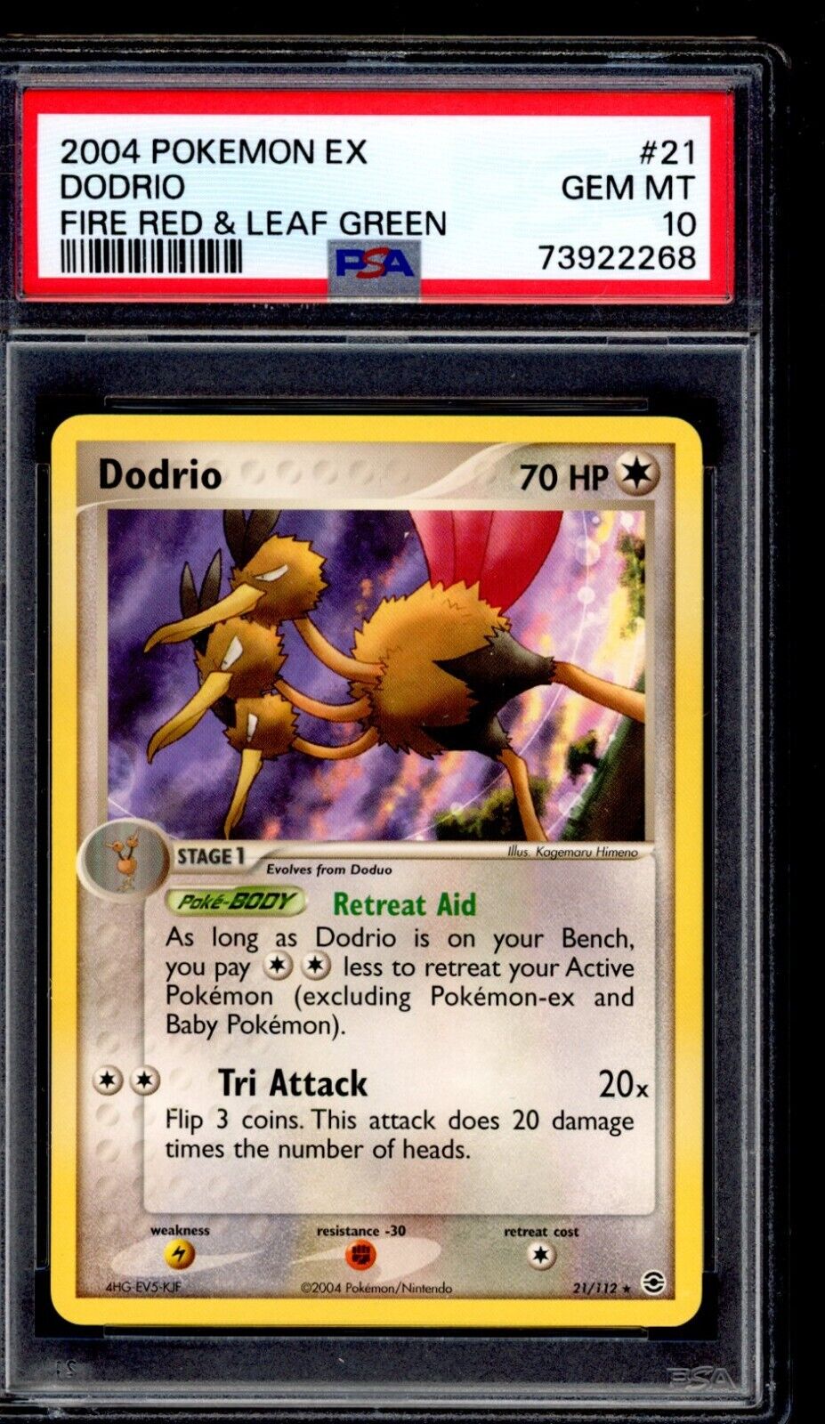 PSA 10 Dodrio 2004 Pokemon Card 21/112 EX Fire Red & Leaf Green