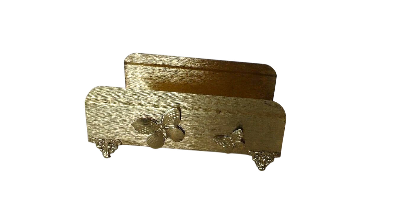 Vintage Mid Century Modern Napkin Tray Holder MCM Regency Gold Ornate Butterfly Vintage Mid Century Modern Napkin Tray Holder MCM Regency Gold Ornate Butterfly
