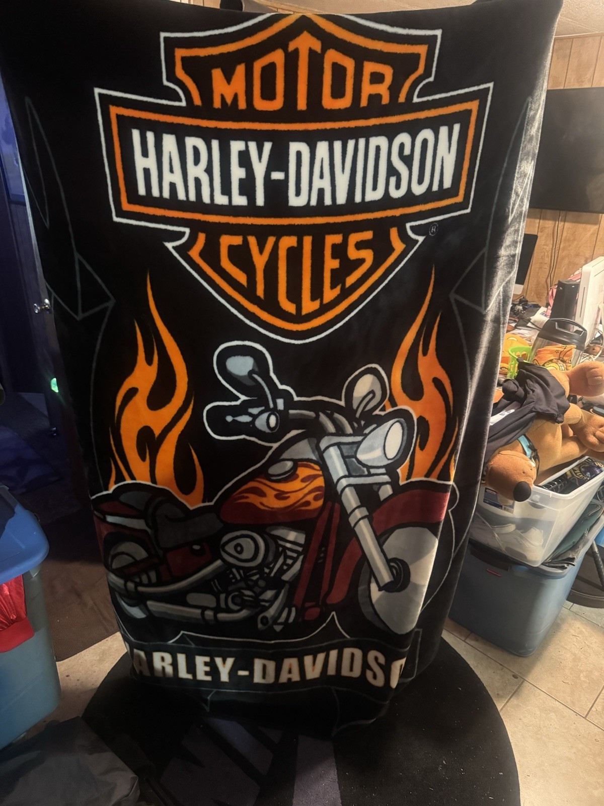 Harley Davidson Blanket 7’7”X 4’ 11” Large Oversized Acrylic Polyester Blend Harley Davidson Blanket 7’7”X 4’ 11” Large Oversized Acrylic Polyester Blend