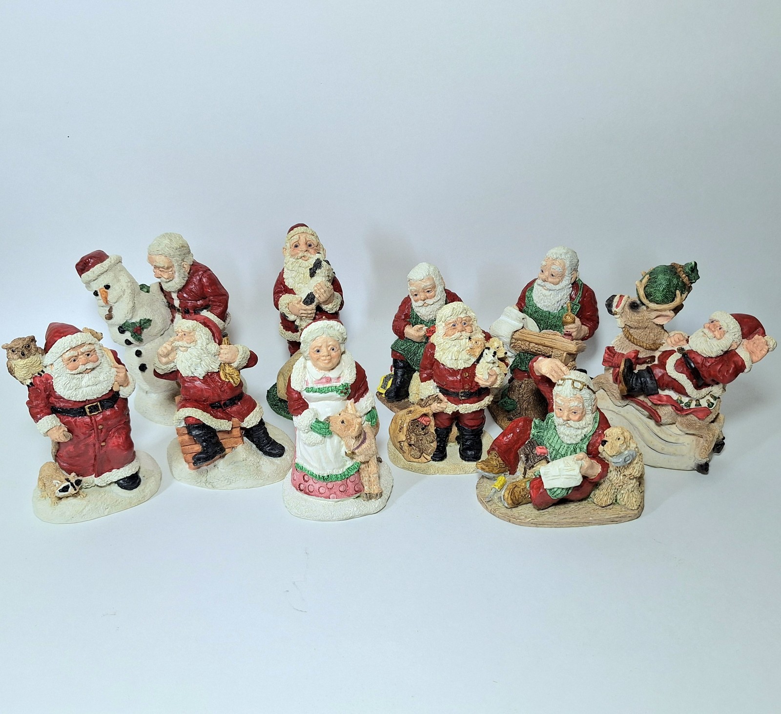 Set of 10, United Design Legend of Santa Claus Vtg Hydrostone Christmas Figures Set of 10, United Design Legend of Santa Claus Vtg Hydrostone Christmas Figures