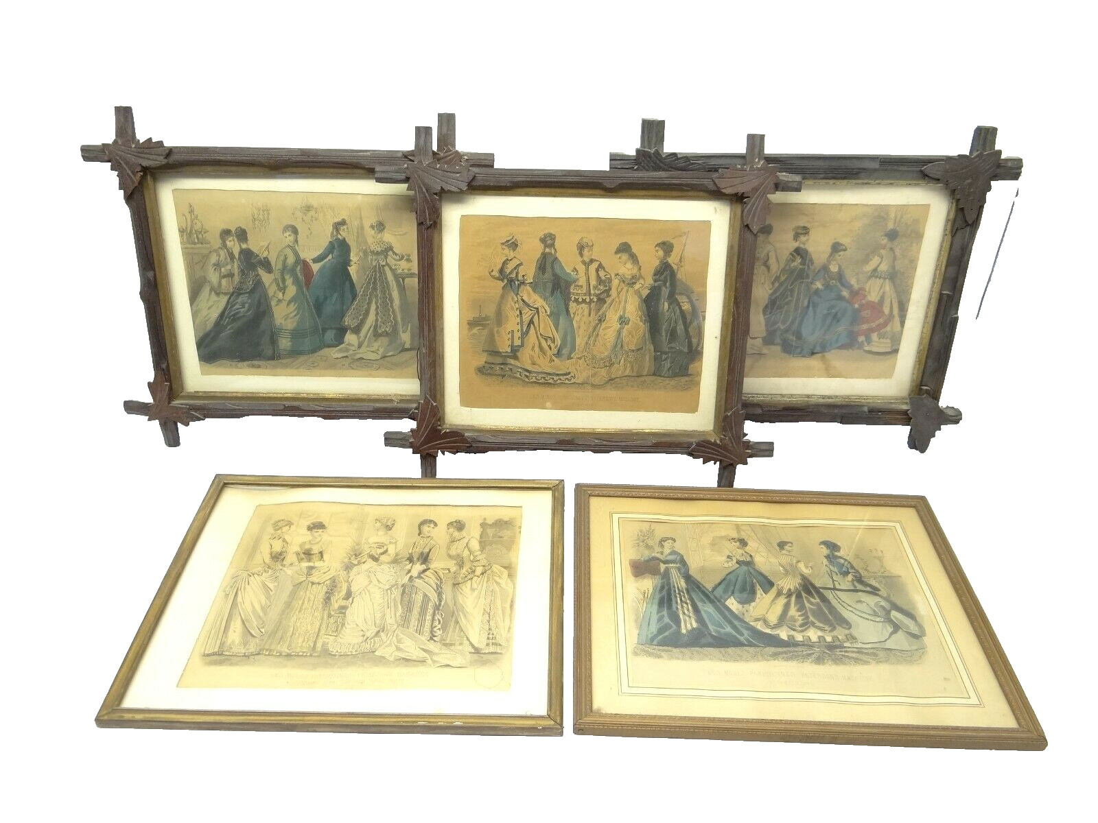 Antique Victorian Fashion Plates Peterson's Magazine Les Modes Framed Print Lot Antique Victorian Fashion Plates Peterson's Magazine Les Modes Framed Print Lot