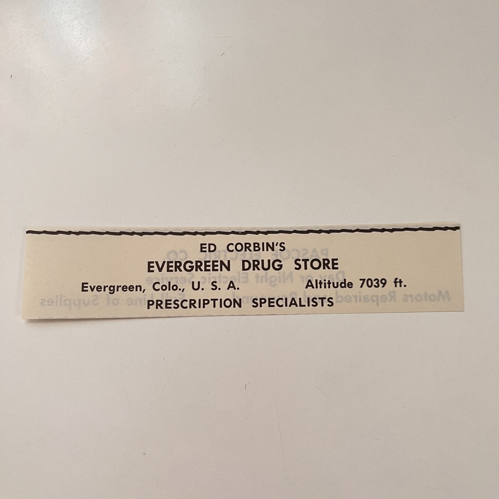 Ed Corbin's Evergreen Drug Store Alt 7039 Ft Evergreen CO 1950s CO Ad TAK2-M47