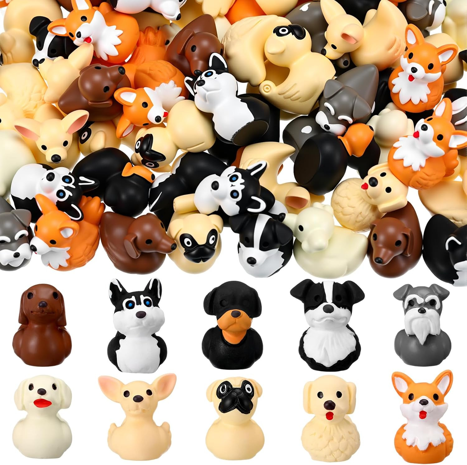 150 Pcs Mini Resin Dog Duck Golden Retriever Duck Figurine Small Random Animal S 150 Pcs Mini Resin Dog Duck Golden Retriever Duck Figurine Small Random Animal S