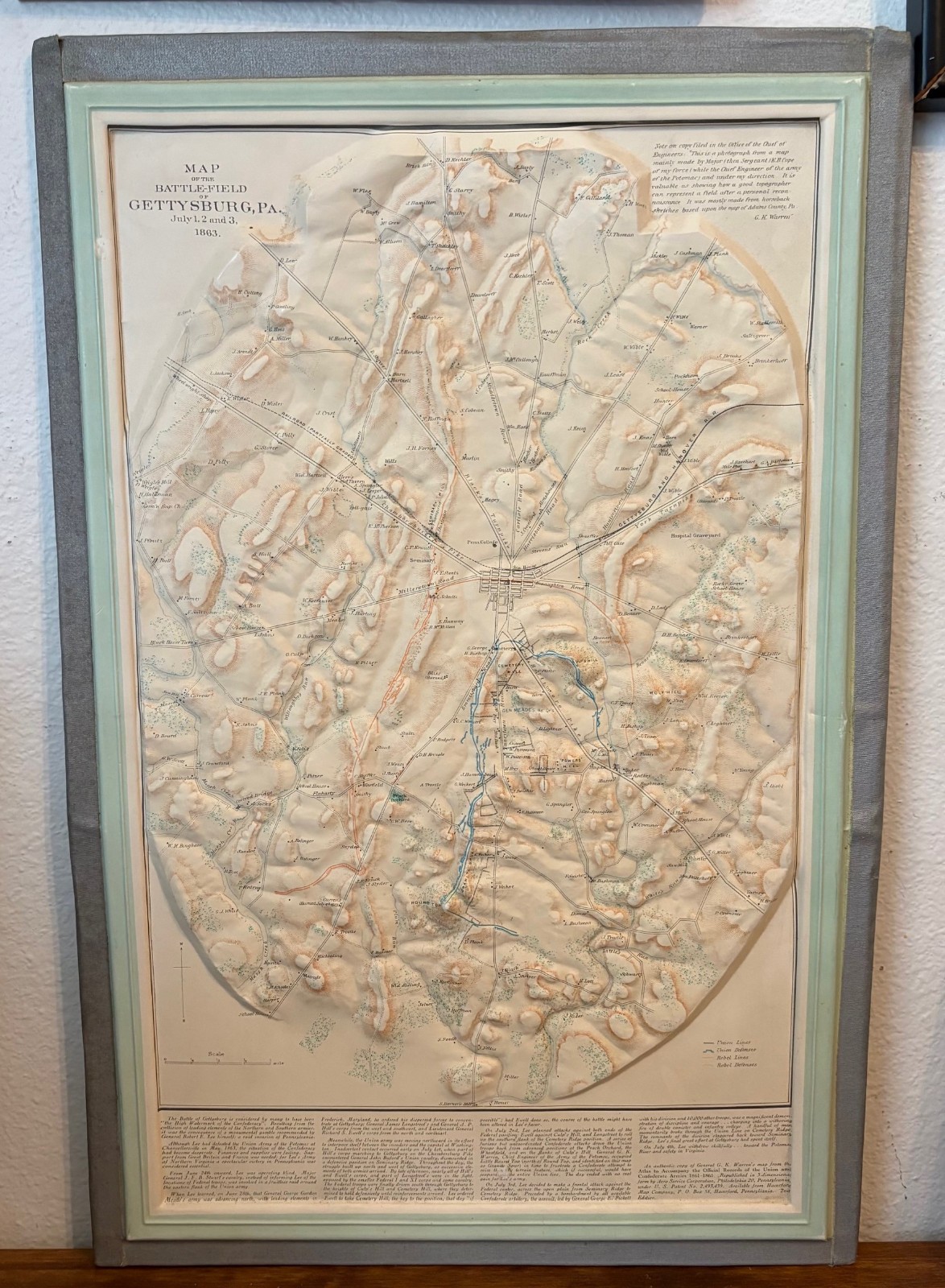 Vintage Battle of Gettysburg PA Topographical Raised Relief Map 14 x 20.75 Vintage Battle of Gettysburg PA Topographical Raised Relief Map 14 x 20.75