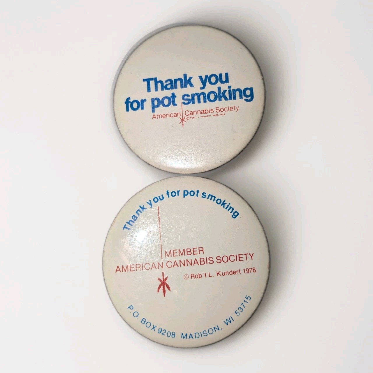 Vintage American Cannabis Association 70s Promotional Pins Bundle Of 2 USA Made Vintage American Cannabis Association 70s Promotional Pins Bundle Of 2 USA Made