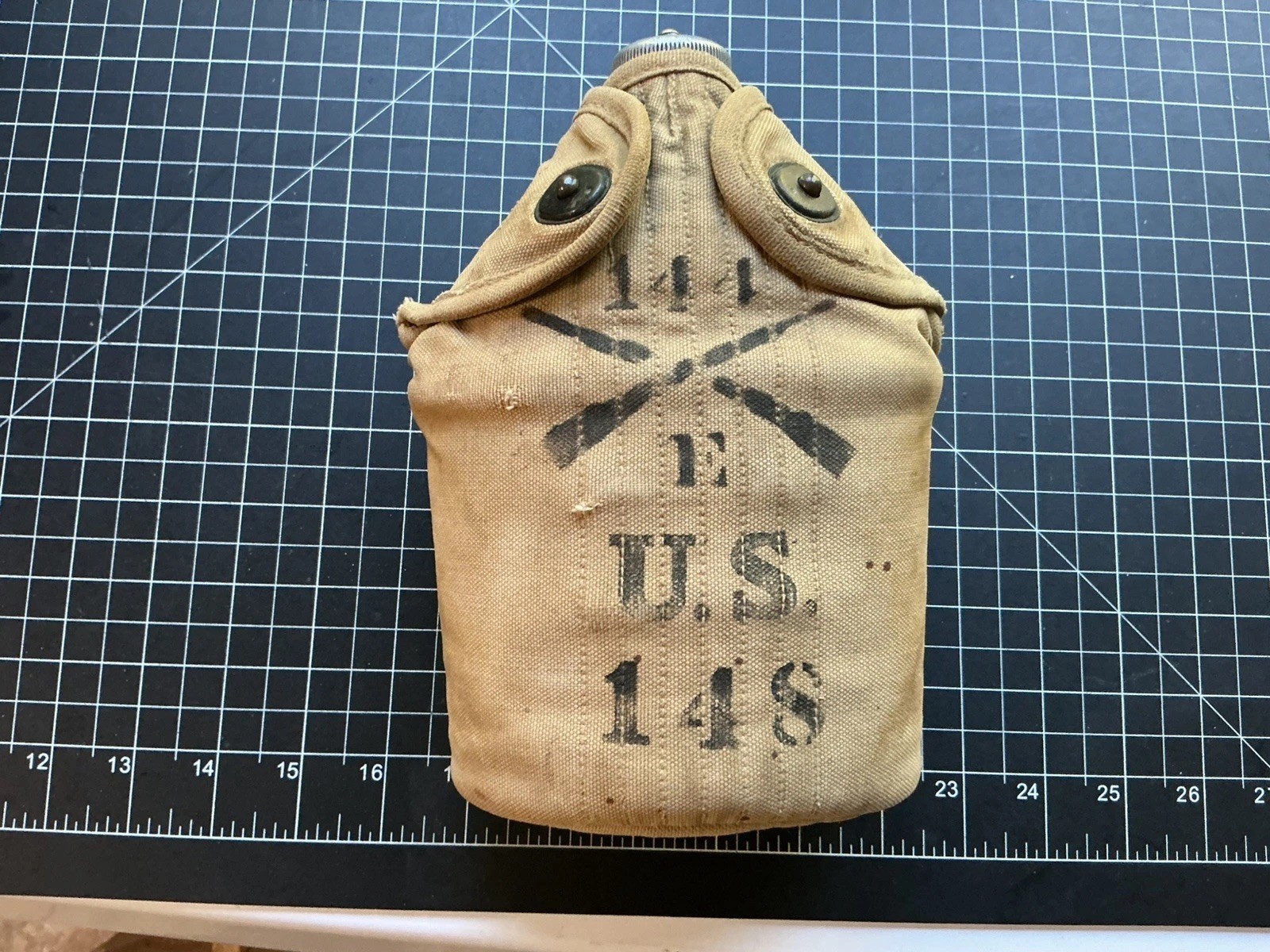 Rare WW1 One 144 Infantry Division From TEXAS Canteen Cover Canteen & Cup Rare WW1 One 144 Infantry Division From TEXAS Canteen Cover Canteen & Cup
