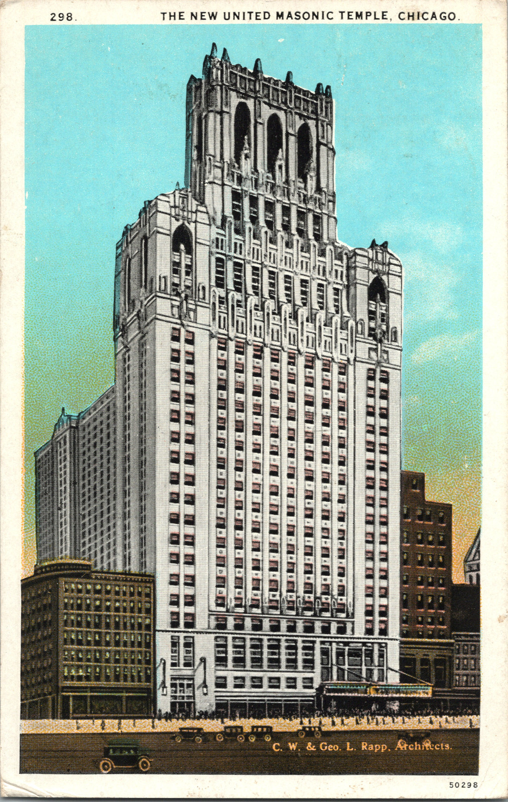 Vintage Chicago IL Postcard The New United Masnic Temple Randolph St Vintage Chicago IL Postcard The New United Masnic Temple Randolph St