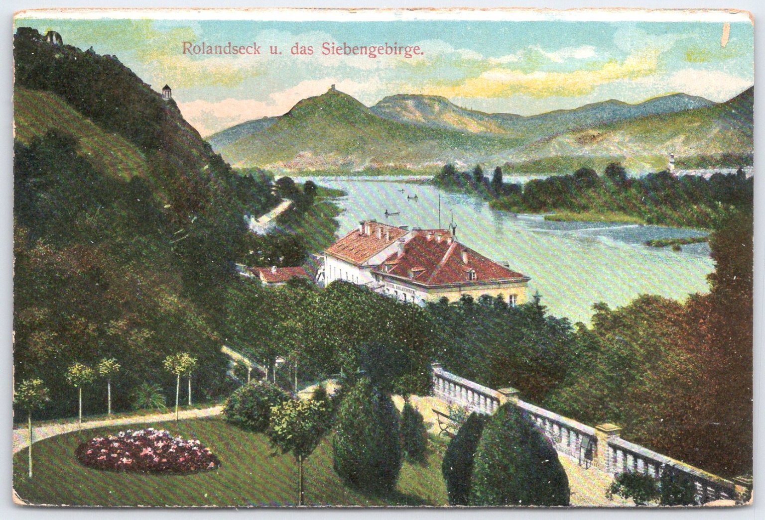 Vintage Rolandseck and Siebengebirge Germany Scenic Postcard Vintage Rolandseck and Siebengebirge Germany Scenic Postcard