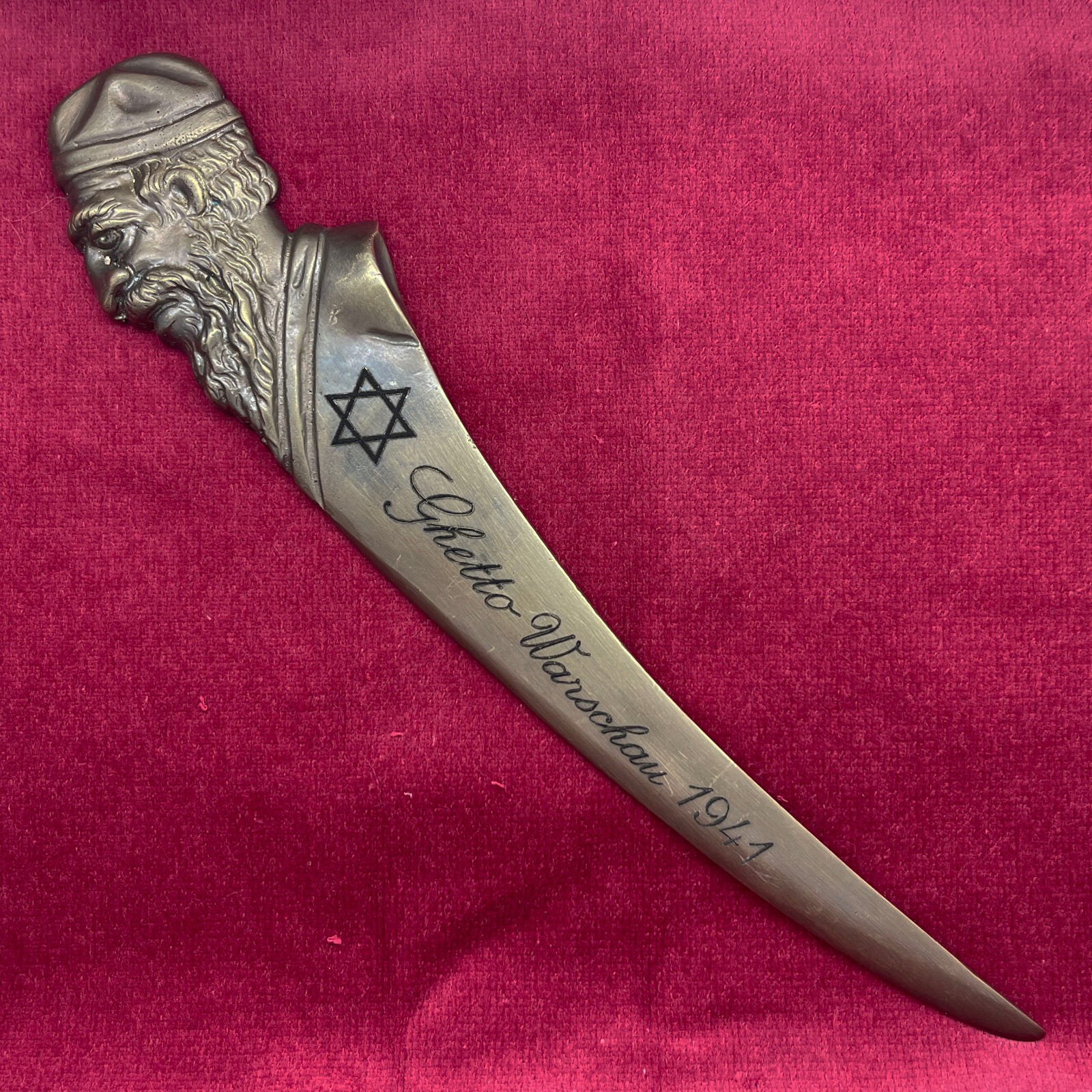 Jewish Judaica Ghetto Warschau 1941 Bronze Letter Opener Jewish Judaica Ghetto Warschau 1941 Bronze Letter Opener