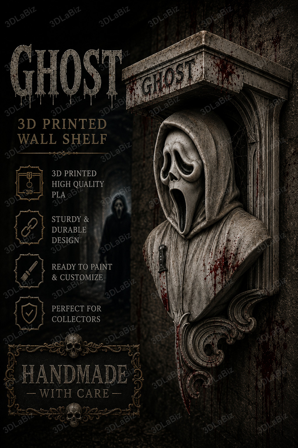 Horror Scream Hello Sidney Ghost Like 6x5 Top Floating Wall Shelf Collectible Horror Scream Hello Sidney Ghost Like 6x5 Top Floating Wall Shelf Collectible