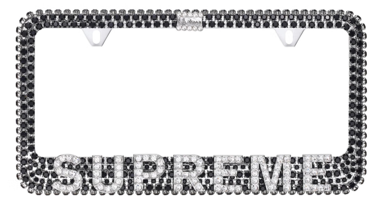 Supreme b.b. simon License Plate Frame - Black/Silver Supreme b.b. simon License Plate Frame - Black/Silver