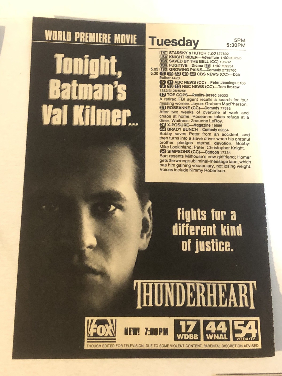 Thunder heart Movie Vintage Print Ad Val Kilmer Tpa17 Thunder heart Movie Vintage Print Ad Val Kilmer Tpa17