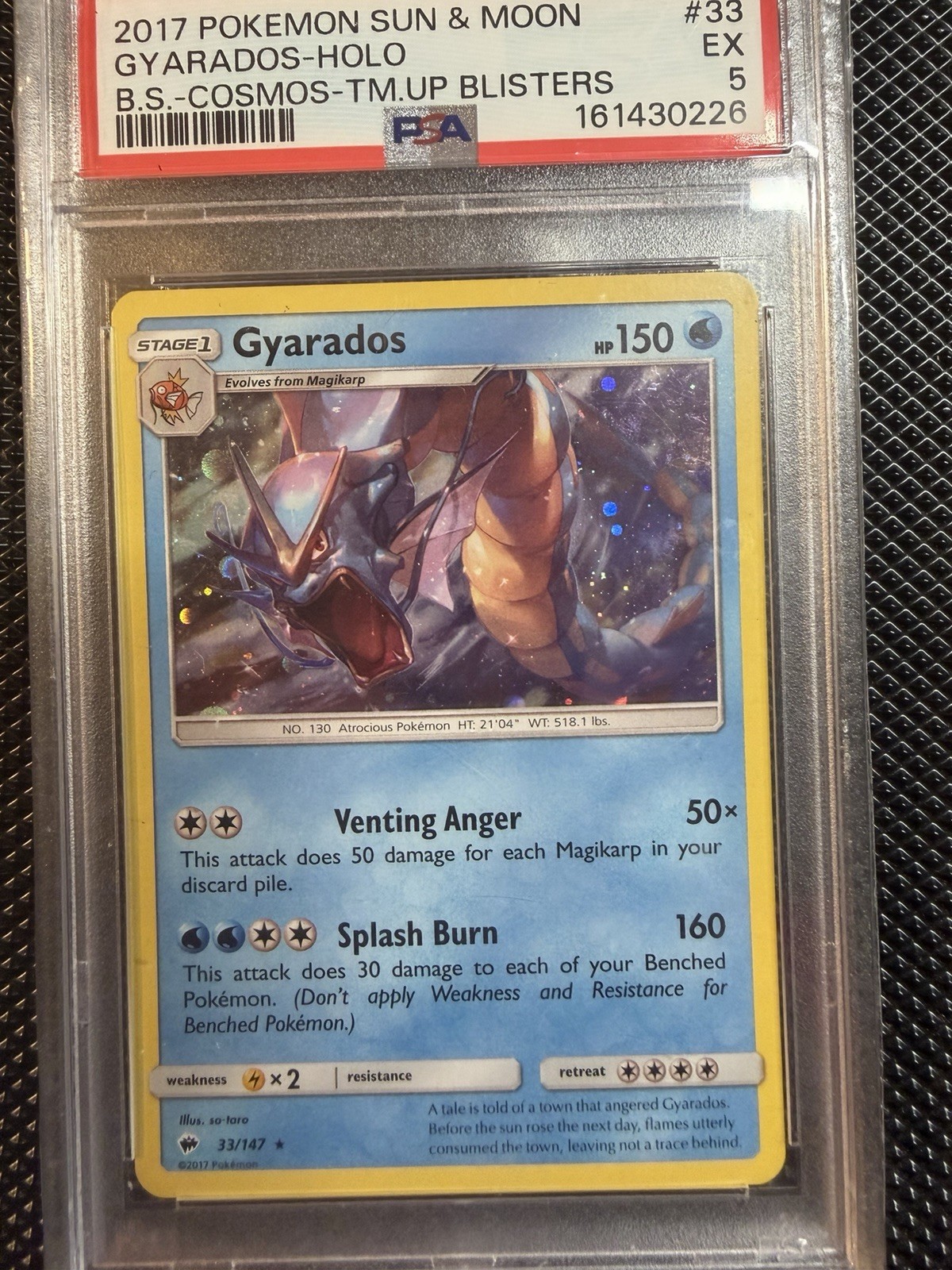 POP 2 Pokemon 2017 Sun & Moon Gyarados Cosmos Holo 33/147 English PSA 5