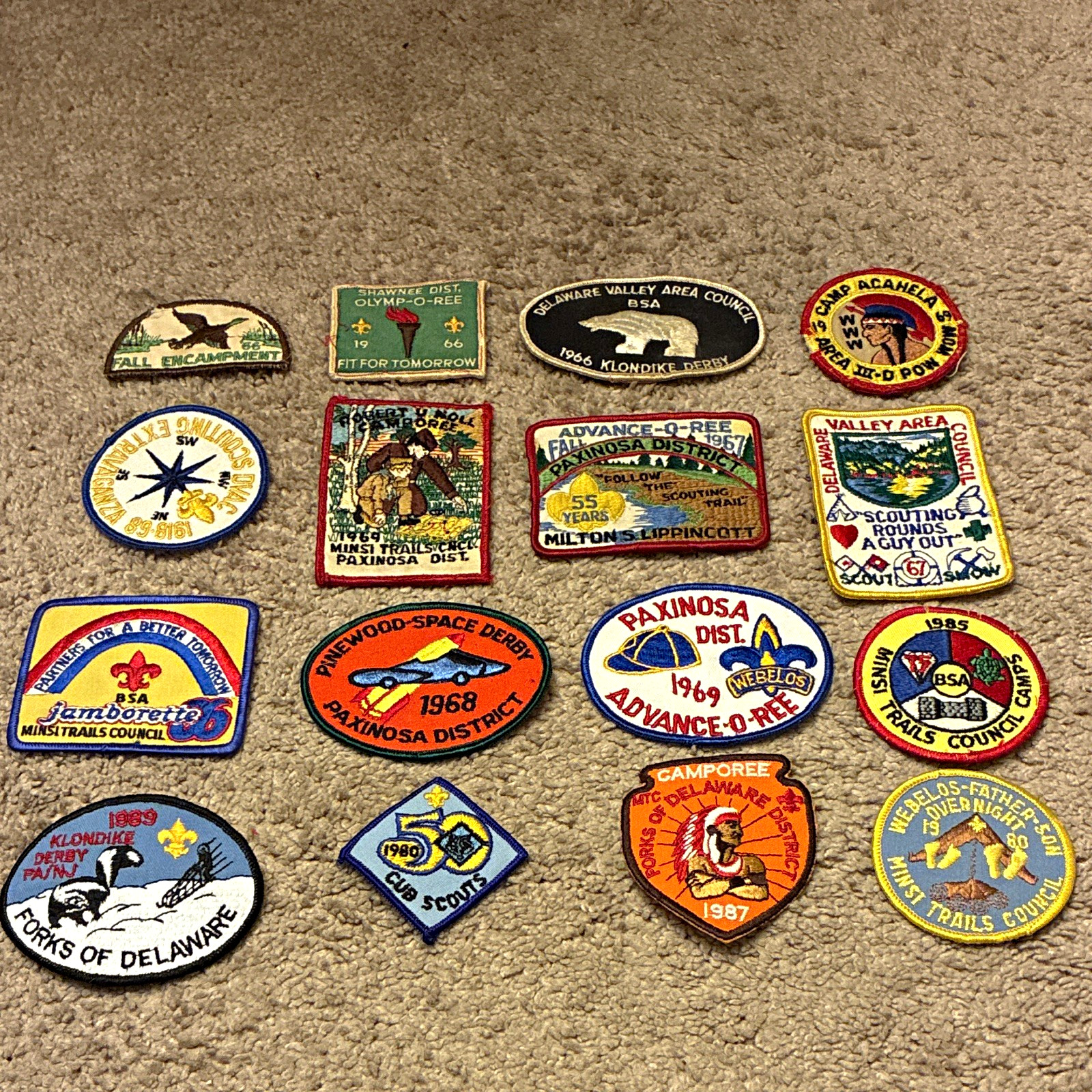 Boy Scouts BSA Mixed Lot Council Camp & District Patches (16) Vintage 1966-1989