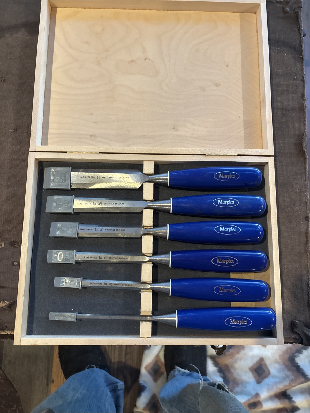 Vintage Marples Sheffield Blue Chip Chisel Set of 6 Chisels 1 Vintage Marples Sheffield Blue Chip Chisel Set of 6 Chisels 1