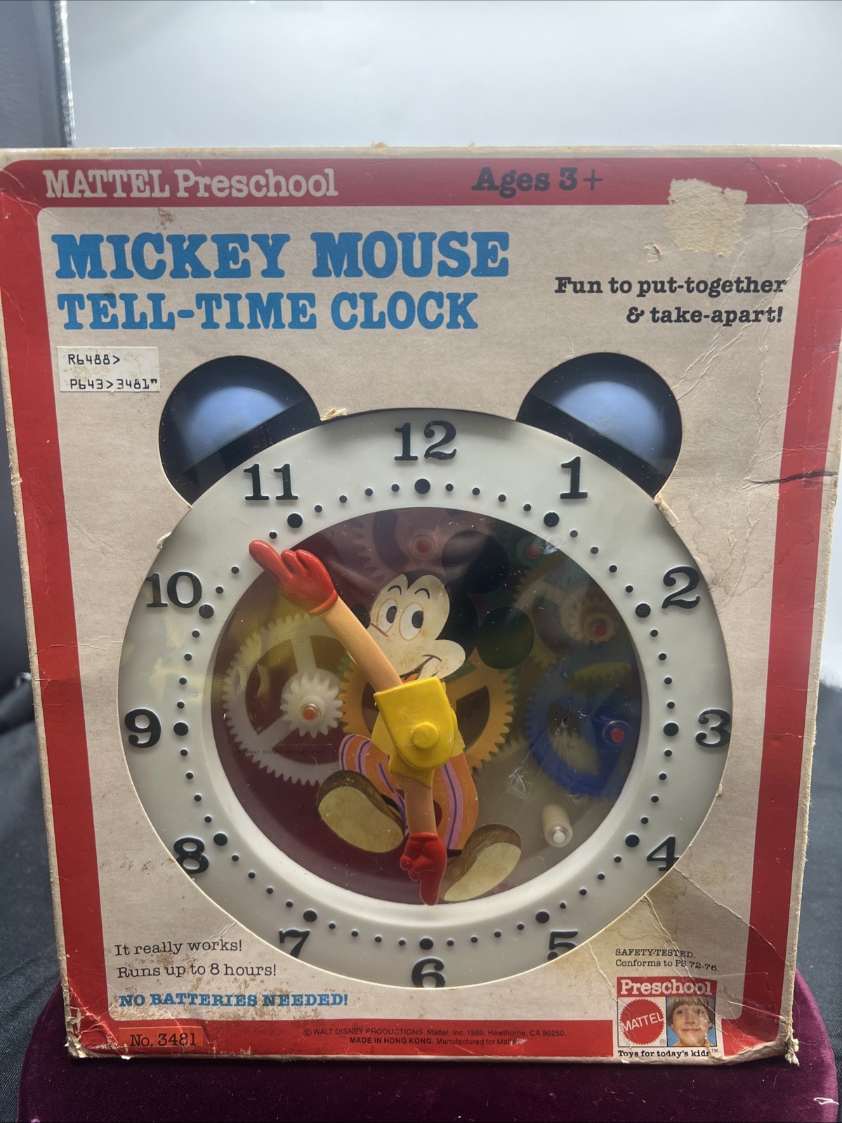 Vintage Walt Disney Mickey Mouse Tell-Time Clock W/ Key Box Hong Kong Works Vintage Walt Disney Mickey Mouse Tell-Time Clock W/ Key Box Hong Kong Works