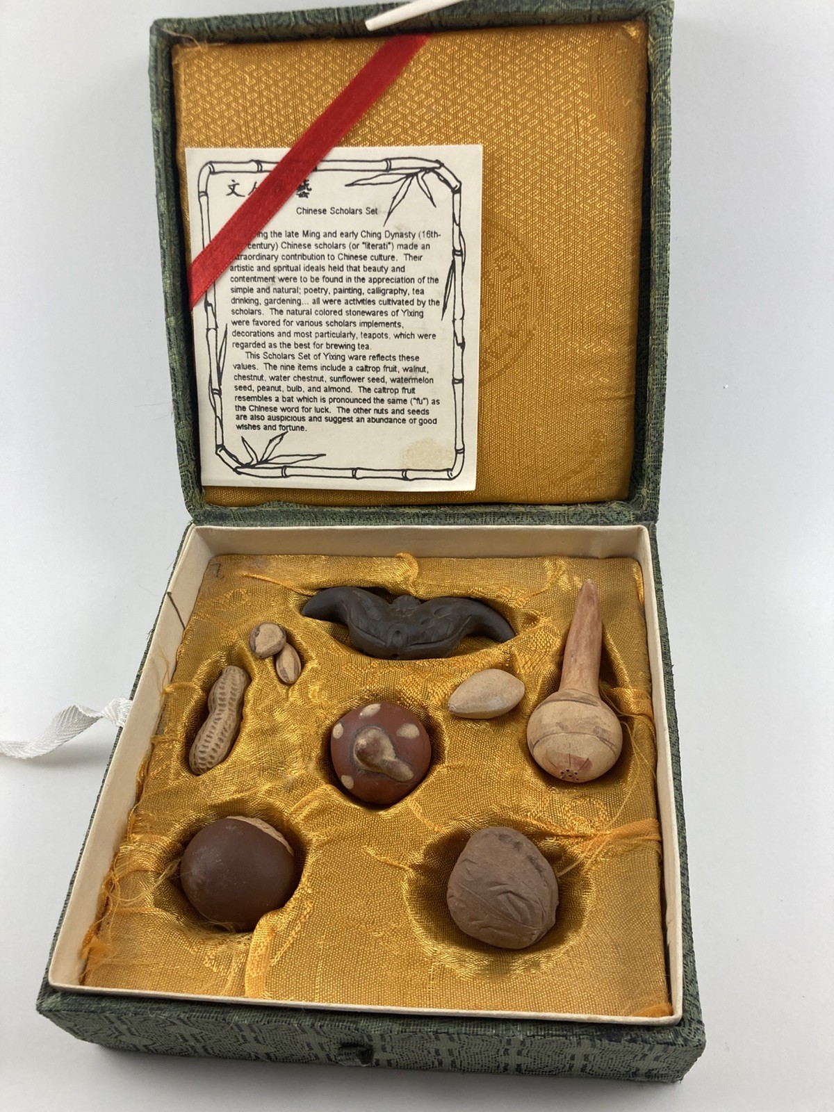 Vintage Chinese Scholars Set Yixing Ware Miniatures Boxed 9 Pieces Plate Vintage Chinese Scholars Set Yixing Ware Miniatures Boxed 9 Pieces Plate
