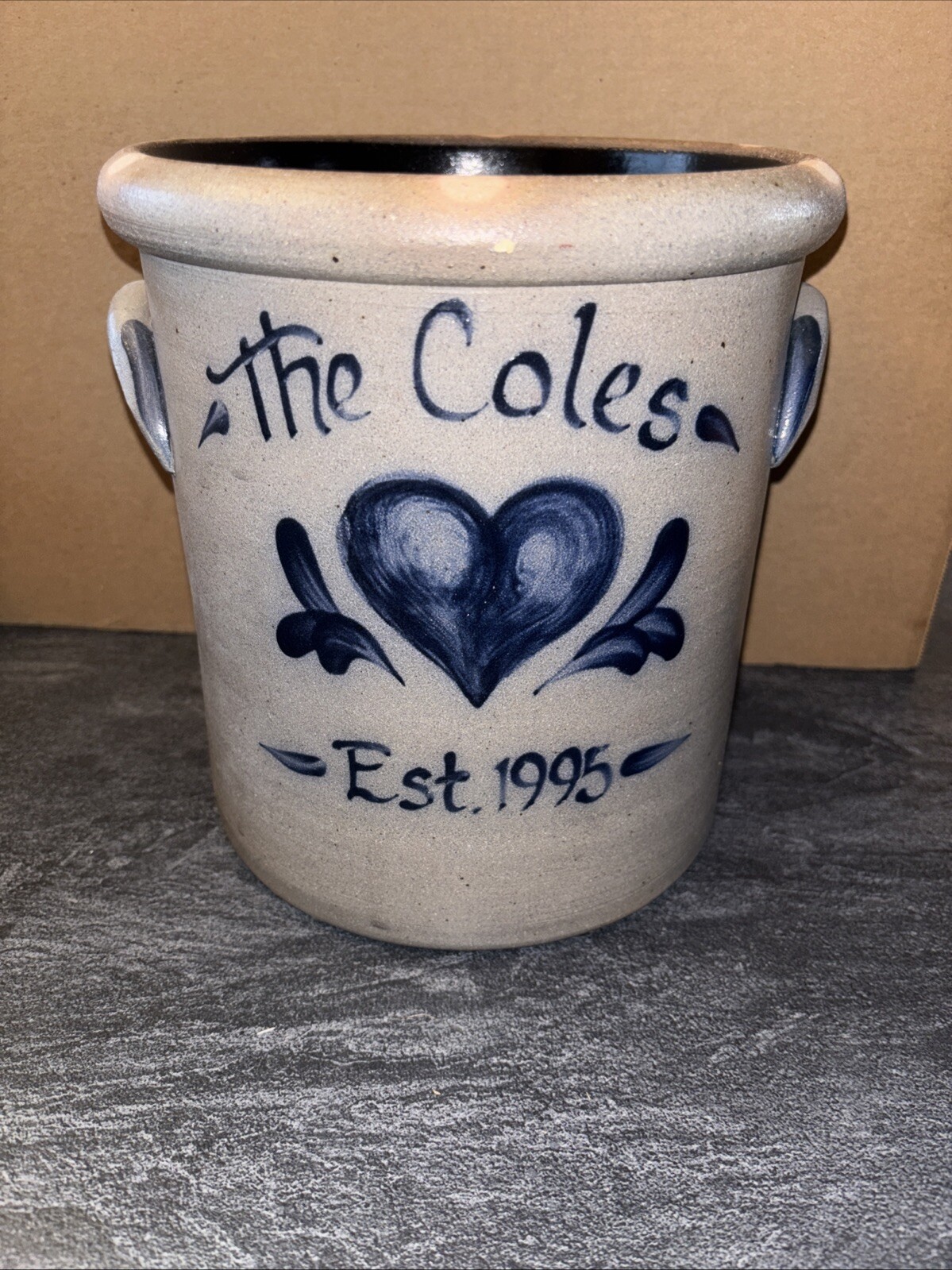 Vintage Rowe Pottery Works 1995 8” Salt Glaze Crock The Coles Est 1995 Vintage Rowe Pottery Works 1995 8” Salt Glaze Crock The Coles Est 1995
