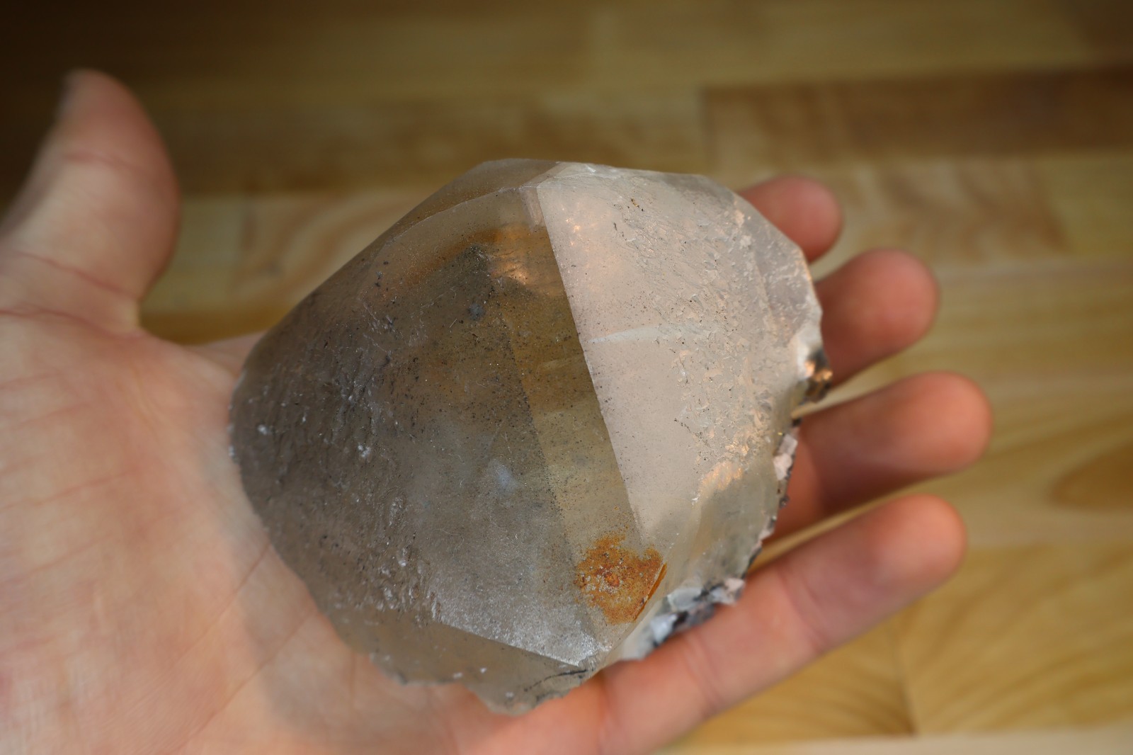 Calcite Crystal with Marcasite inclusions. Benchmark Quarry, New York Calcite Crystal with Marcasite inclusions. Benchmark Quarry, New York