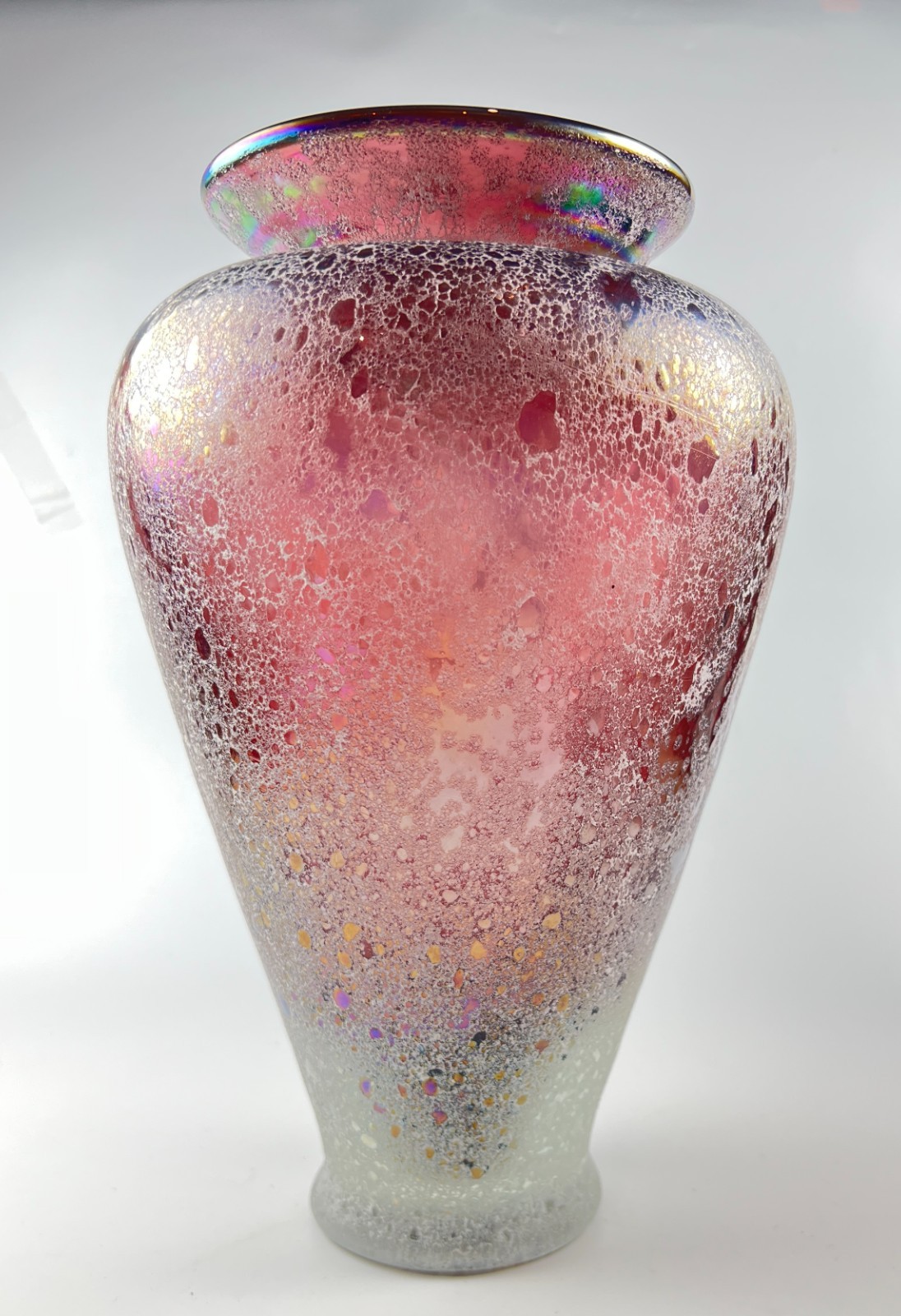 Vintage amethyst purple iridescent Scavo sommerso glass vase 12\ Vintage amethyst purple iridescent Scavo sommerso glass vase 12\