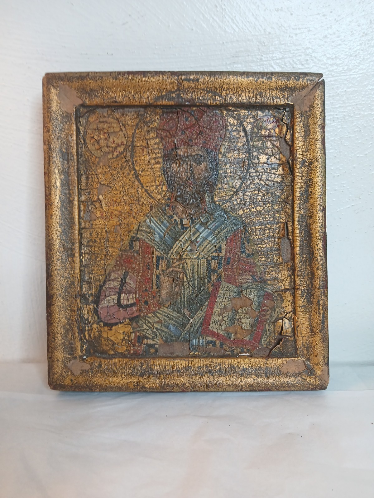 19th Century Jesus Christ Pantocrator Russian Icon on Wood ANTIQUE 19th Century Jesus Christ Pantocrator Russian Icon on Wood ANTIQUE