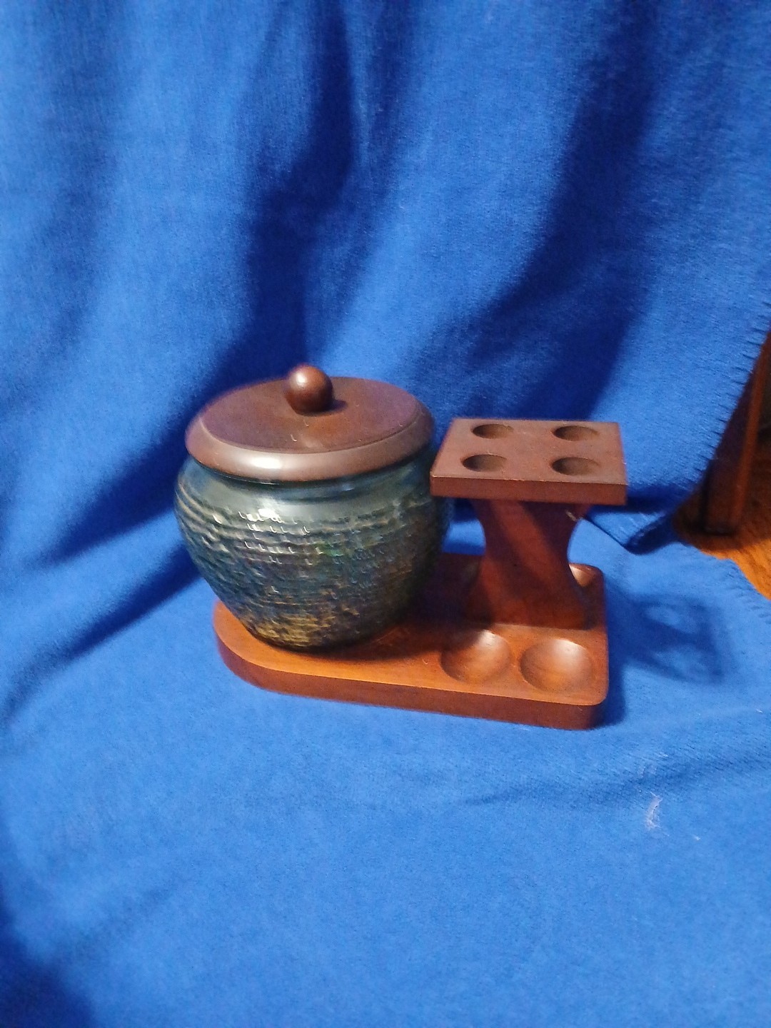 VTG 1970s Fairfax Tobacco Humidor Jar, Pipe Stand, Avacado Glass, Pipe Smoker VTG 1970s Fairfax Tobacco Humidor Jar, Pipe Stand, Avacado Glass, Pipe Smoker