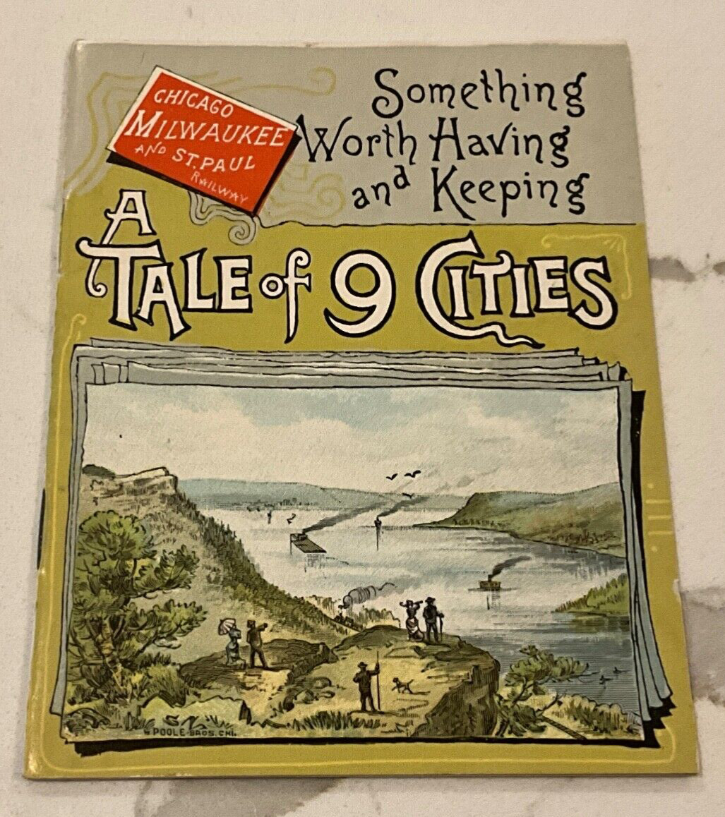 1885 CHICAGO MILWAUKEE & St PAUL RAILWAY/Tale of 9 Cities Booklt-CityRoute Maps 1885 CHICAGO MILWAUKEE & St PAUL RAILWAY/Tale of 9 Cities Booklt-CityRoute Maps