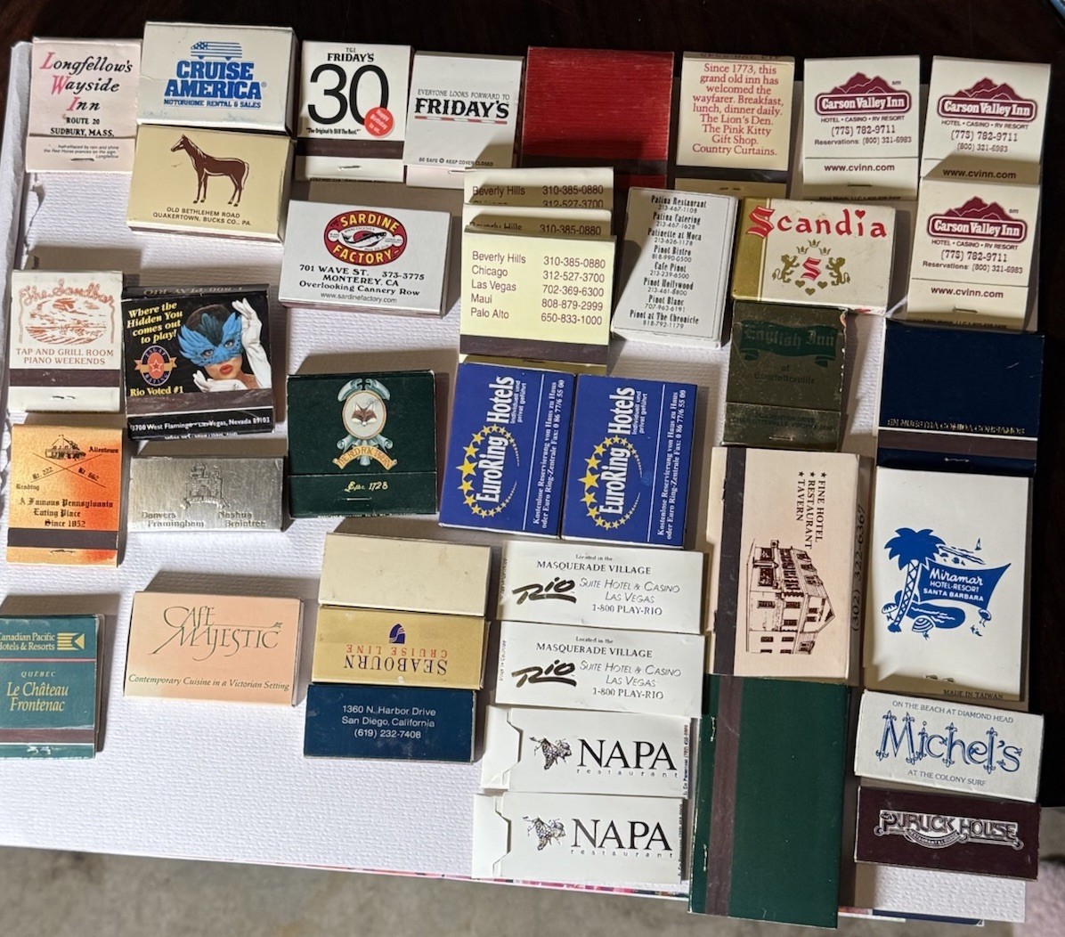 Vintage Matchbook Lot 40+ Hotel Casino Restaurant Advertising Collectibles