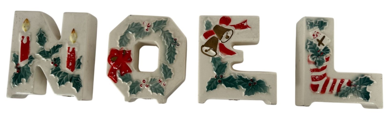 Lipper and Mann Noel Vintage Christmas Candle Holders Letters Home Decor Holly