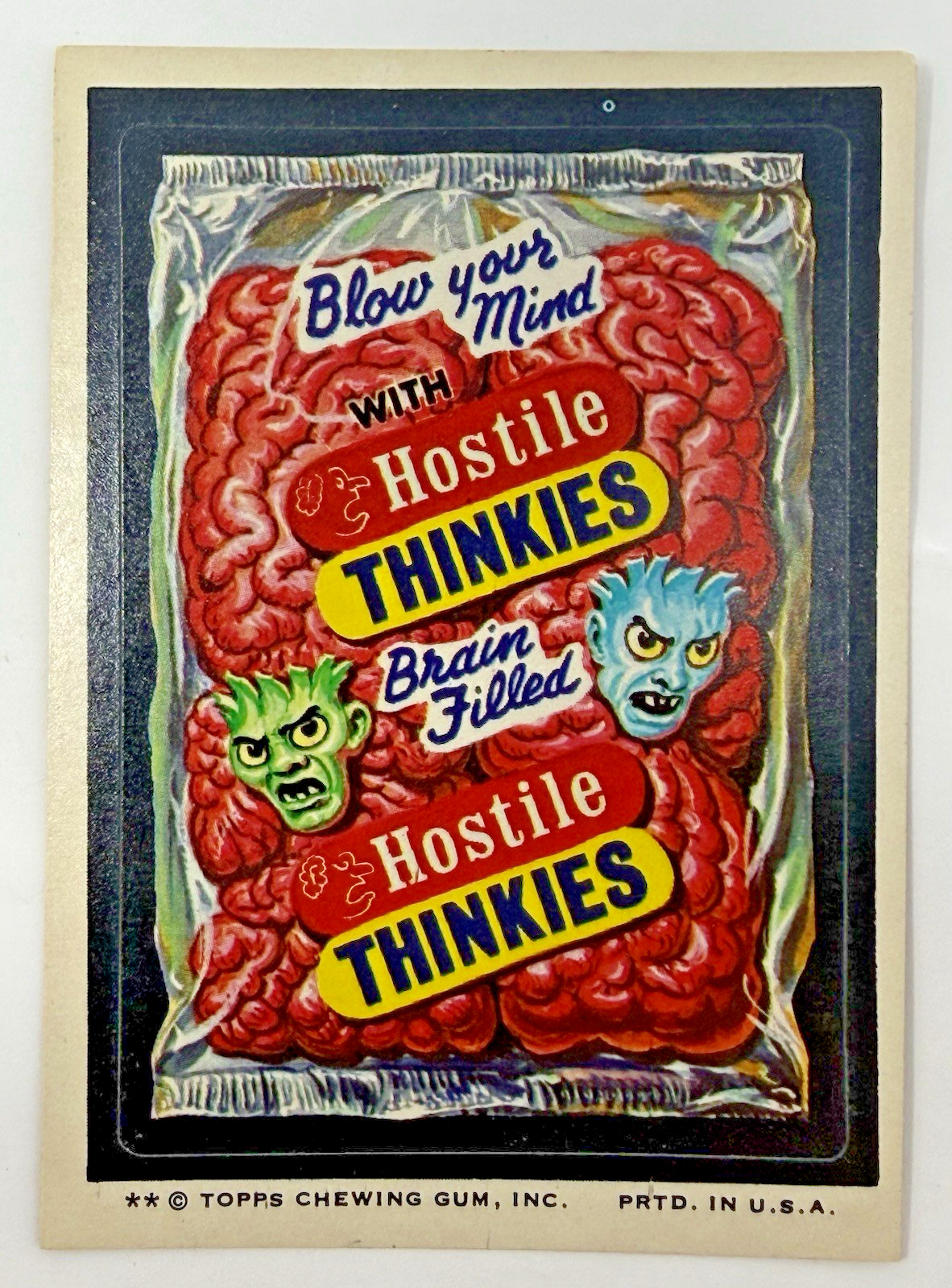 1974 Topps Wacky Packages Series 8 Hostile Thinkies Tan Back #NNO 2 Star ** 1974 Topps Wacky Packages Series 8 Hostile Thinkies Tan Back #NNO 2 Star **