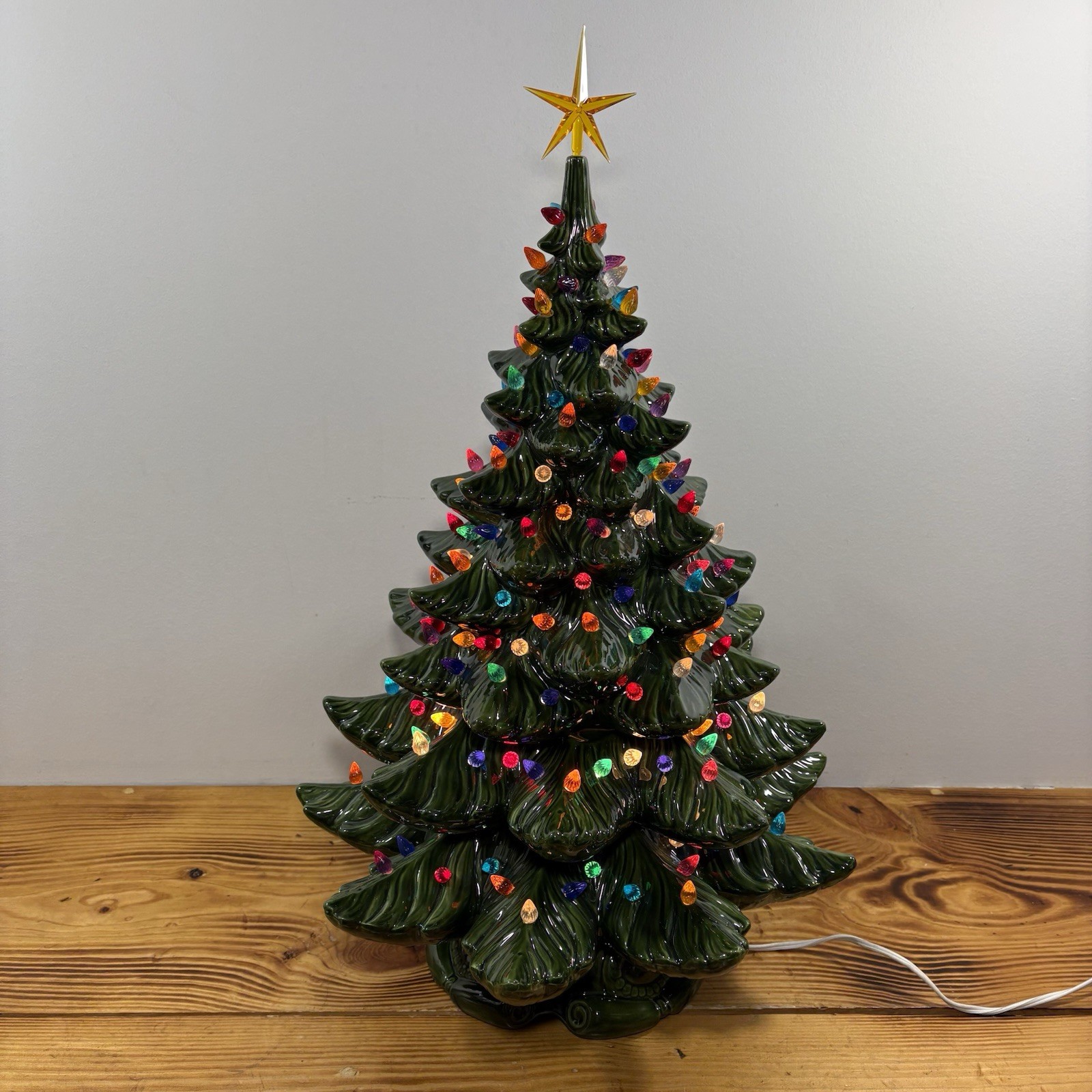 Vintage Authentic Atlantic Mold Ceramic Christmas Tree 23 Inch 3 Tier Complete Vintage Authentic Atlantic Mold Ceramic Christmas Tree 23 Inch 3 Tier Complete