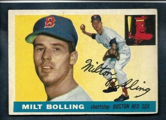 VINTAGE TOPPS 91 MLB TRADING CARD MILT BOLLING BOSTON RED SOX 1955 Photo Y 211
