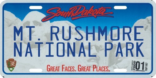 Mount Mt. Rushmore National Park Year 2000 License Plate
