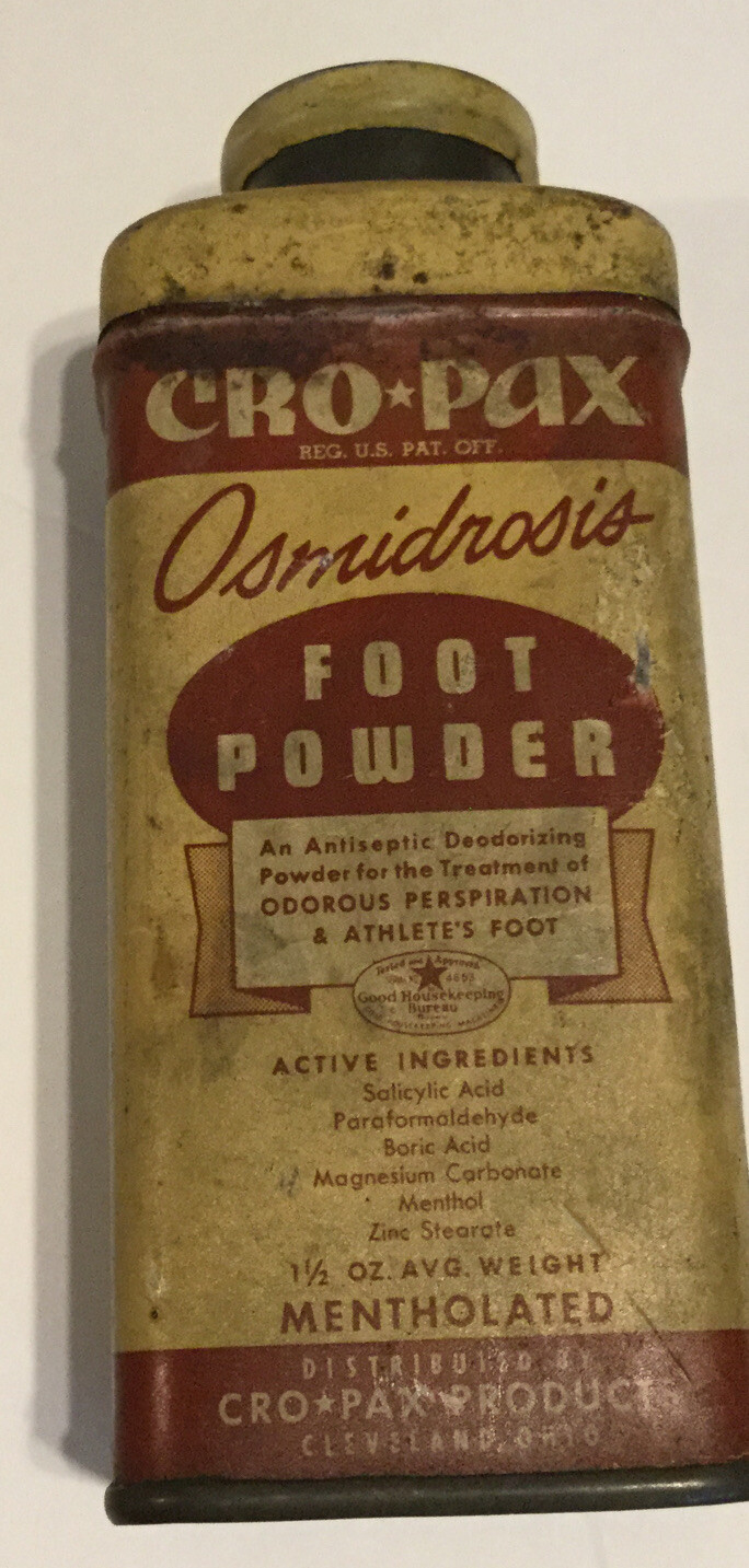 Cro Pax vintage Collectible Foot Powder tin Still Has Powder In The Tin, Cro Pax vintage Collectible Foot Powder tin Still Has Powder In The Tin,
