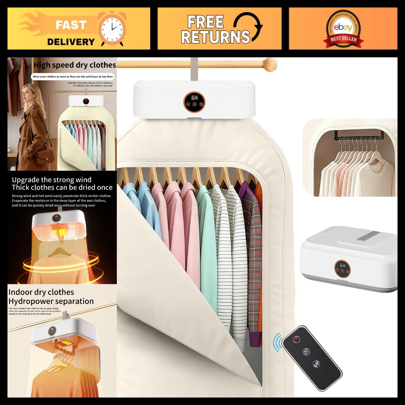 Portable Clothes Dryer Compact Mini Laundry Dryer for with Adjustable Timer Quie