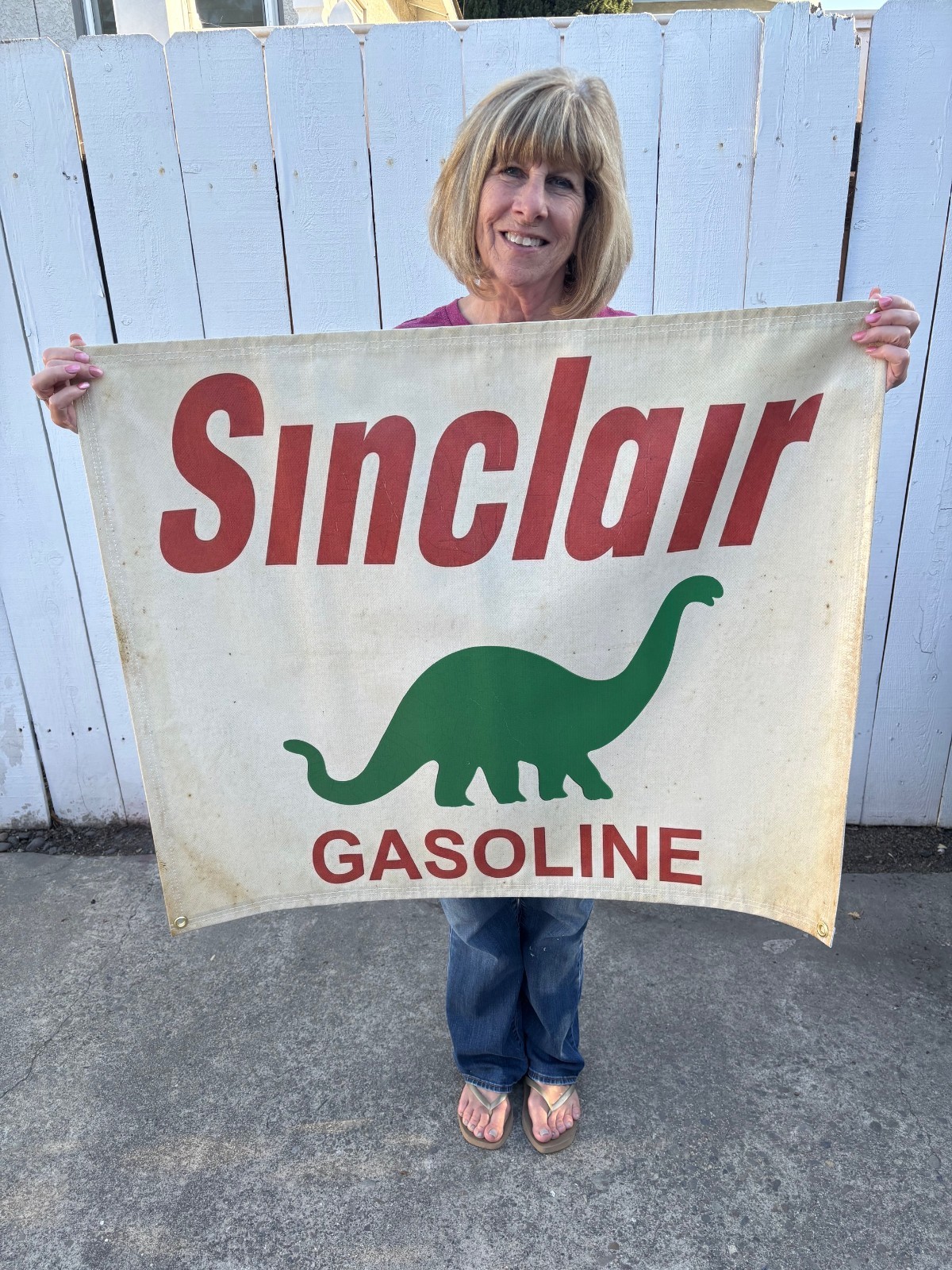VINTAGE Sinclair Dino BANNER repro 4 Garage, Man Cave, Gas VINTAGE Sinclair Dino BANNER repro 4 Garage, Man Cave, Gas