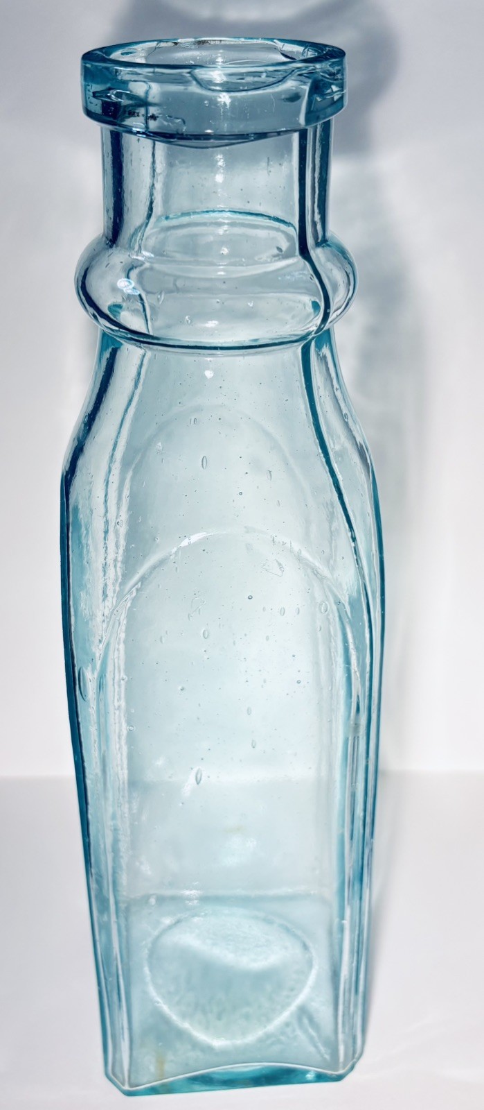 Antique Cathedral Pickle Bottle Aqua Glass Gothic Arched 11