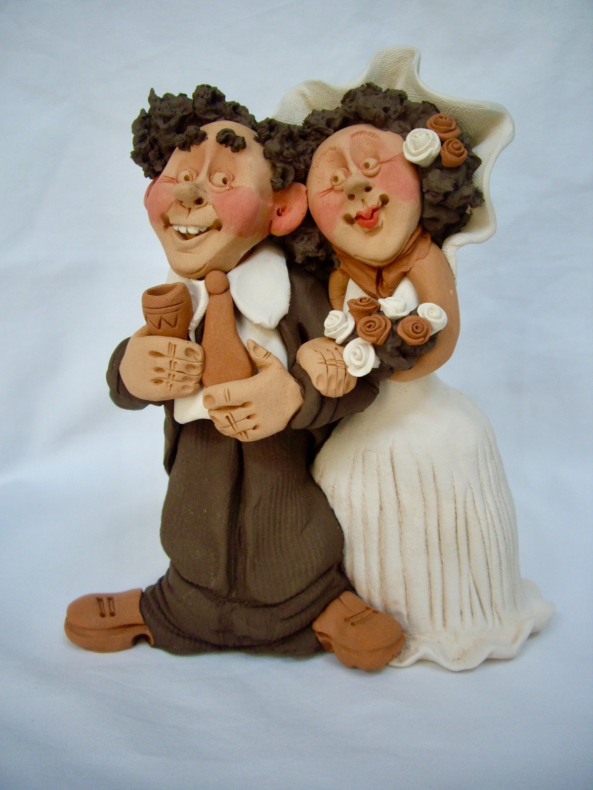 Handmade Denis Filster Bride and Groom Clay Figurine Handmade Denis Filster Bride and Groom Clay Figurine