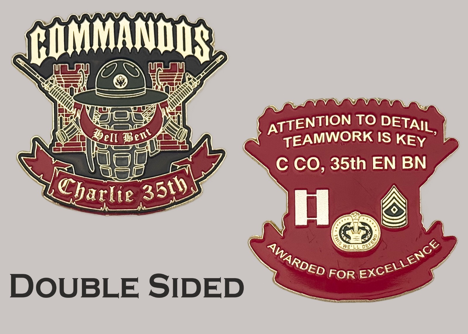C Co 35th Engineer Battalion Commandos Hell Bent Challenge Coin J#28 C Co 35th Engineer Battalion Commandos Hell Bent Challenge Coin J#28