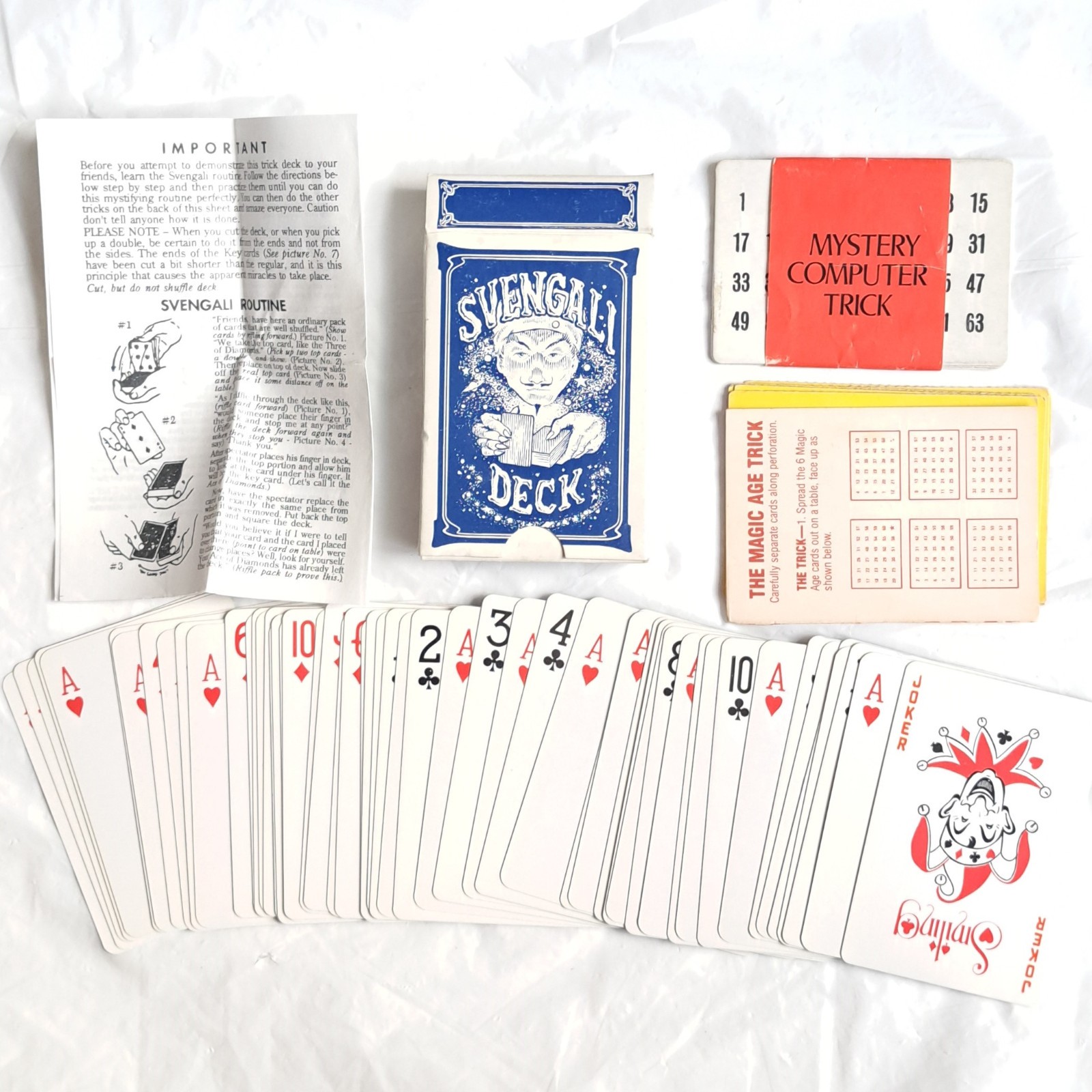 Vintage Magicians Svengali Magic Deck Playing Cards (Ace Hearts) Blue + Extras