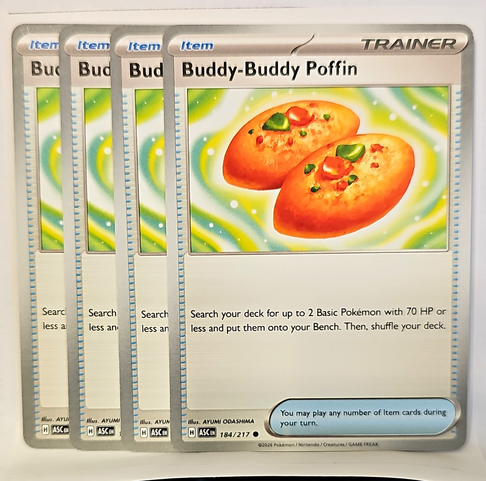 Buddy-Buddy Poffin 184/217 Common Pokemon TCG ME2.5 Ascended Heroes Eng Lot of 4