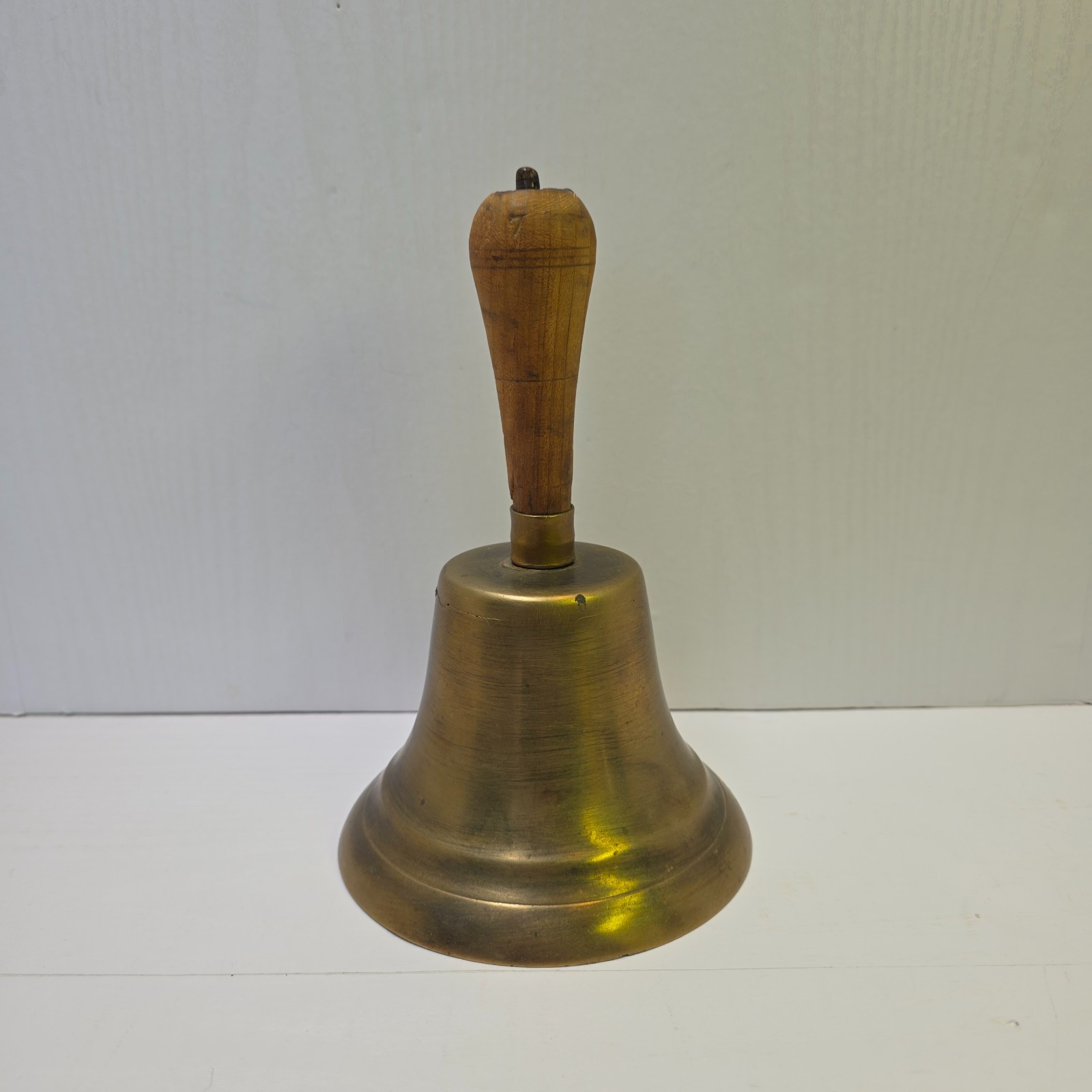 Antique Vintage Large Brass School Hand Bell 8 1/2\ Antique Vintage Large Brass School Hand Bell 8 1/2\