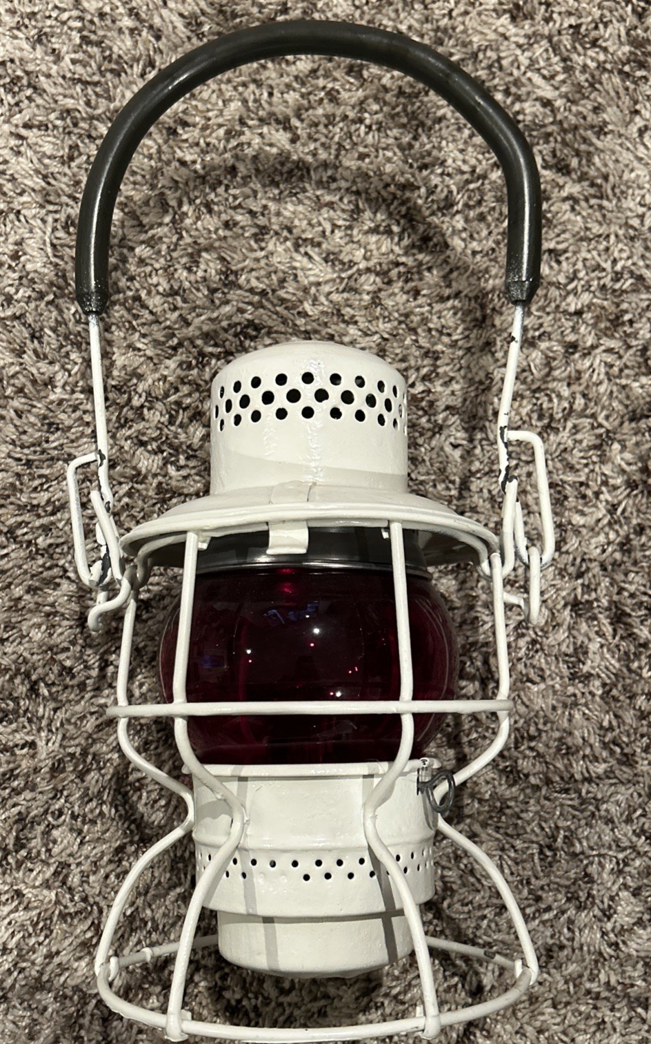 Vintage Adlake Kero Railroad Lantern Red Glass Globe Miner Oil Lamp Padded Hand