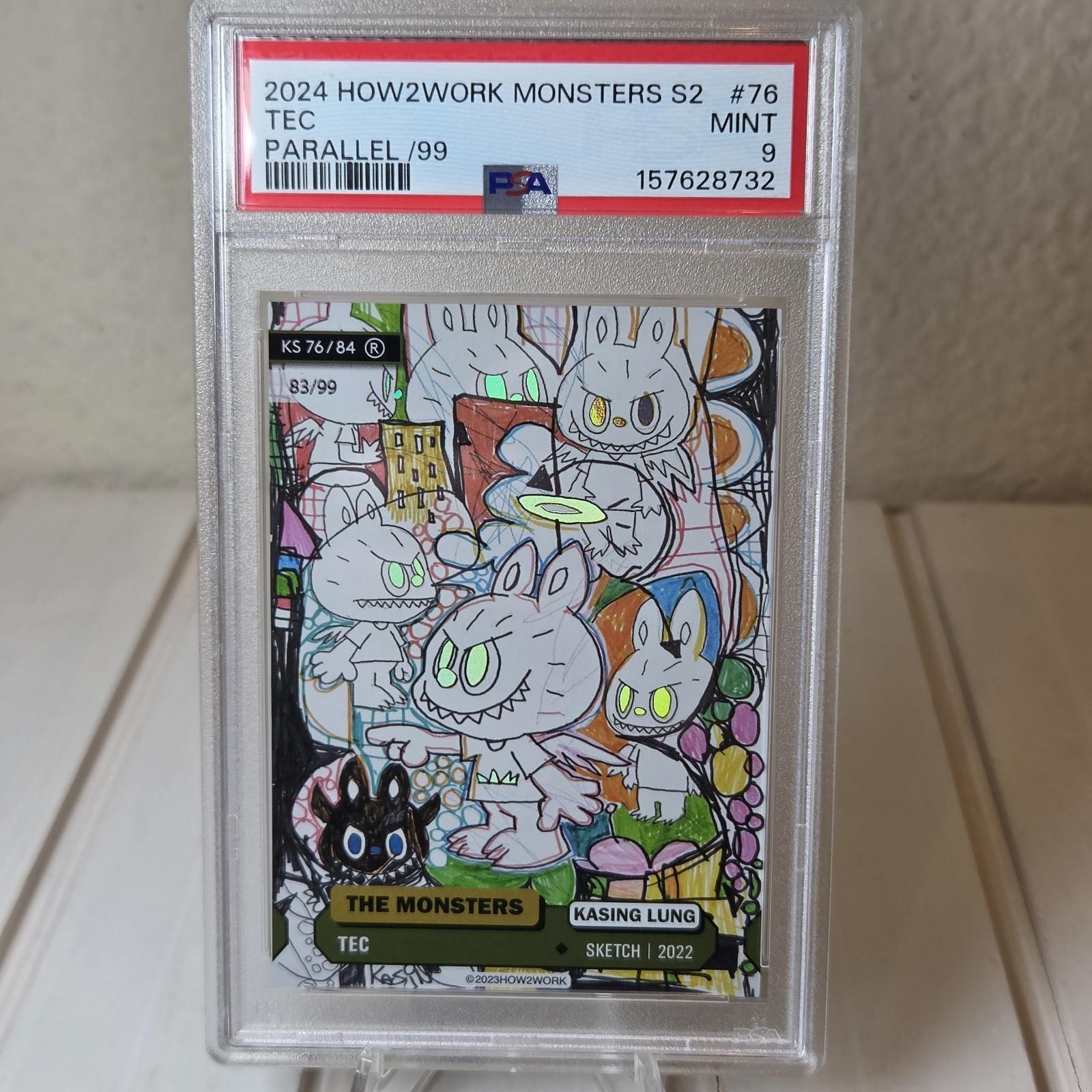 2024 HOW2WORK The Monsters S2 TEC #76 /99 PSA 9 POP 3 Kasing Lung Labubu
