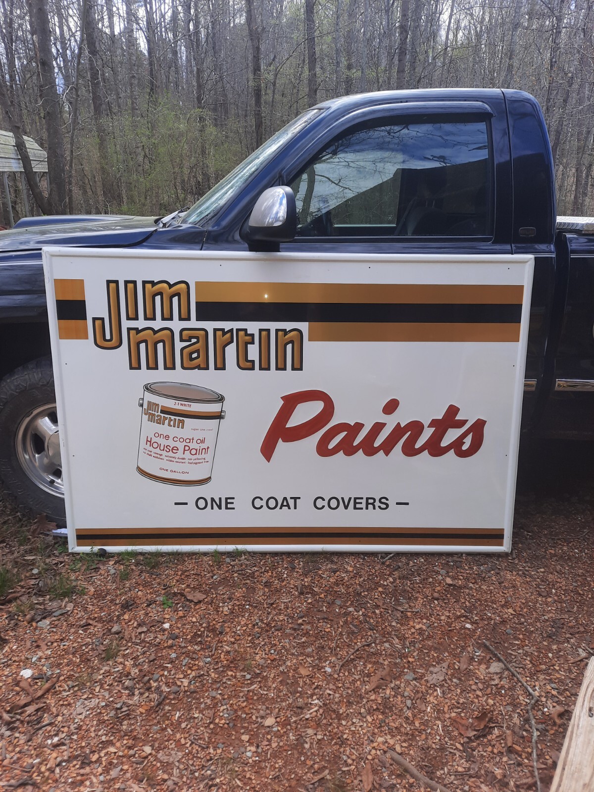 Huge rare Jim Martin Paints Vintage Sign NOS 4x6 Foot Grace Brite embossed nice Huge rare Jim Martin Paints Vintage Sign NOS 4x6 Foot Grace Brite embossed nice