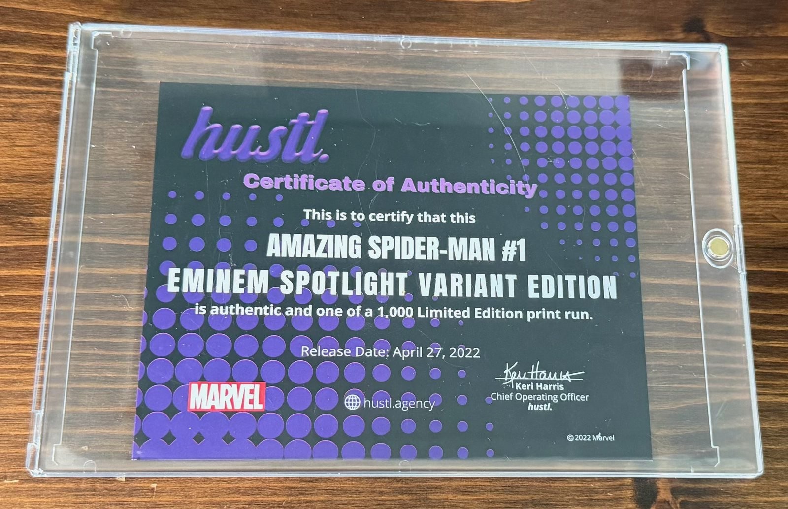 COA ONLY - Amazing Spider-Man #1 Eminem Spotlight Variant Edition COA ONLY - Amazing Spider-Man #1 Eminem Spotlight Variant Edition