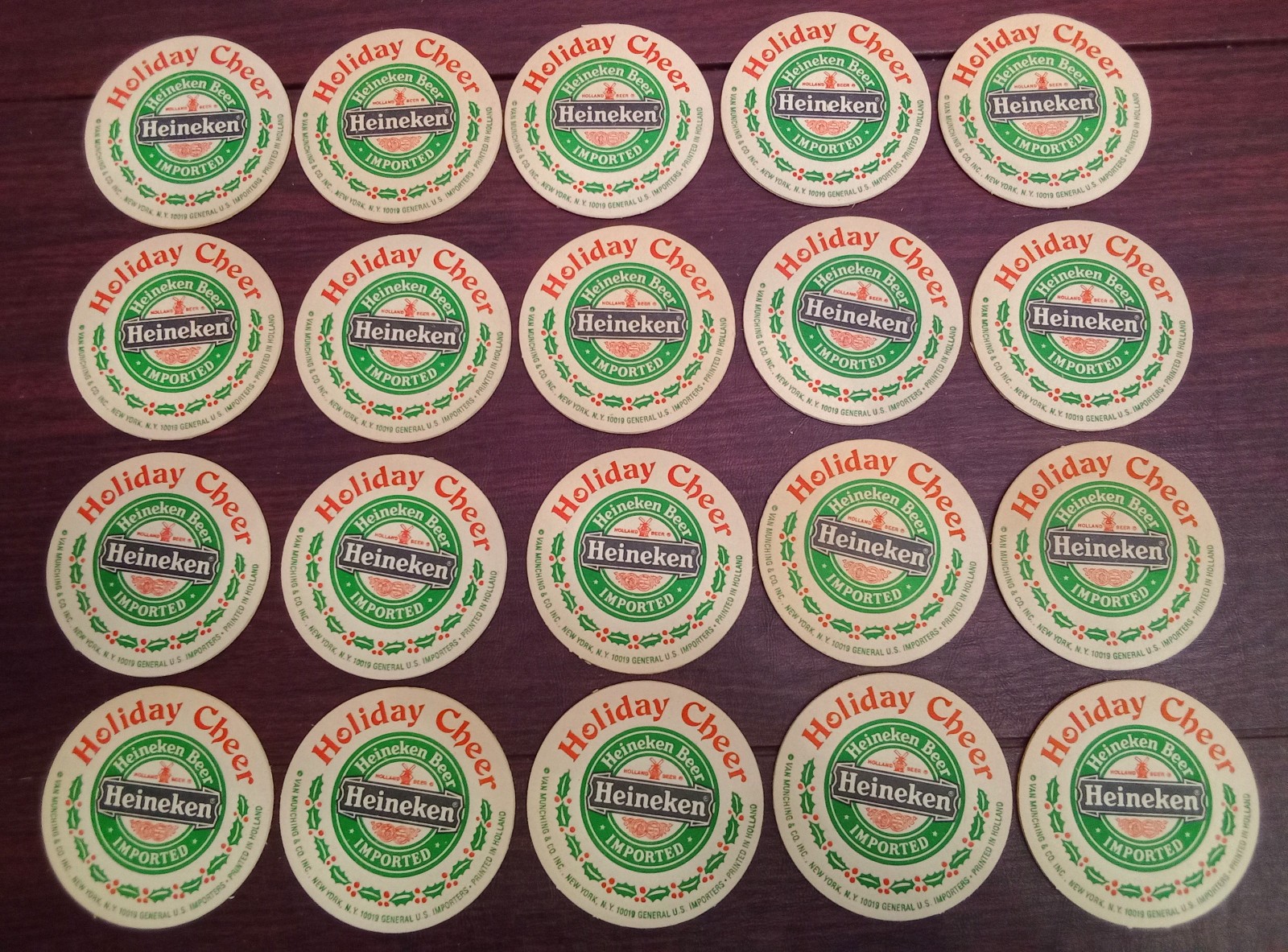 Set Of 20 Heineken Holiday Cheer Vintage Drink Coasters Set Of 20 Heineken Holiday Cheer Vintage Drink Coasters