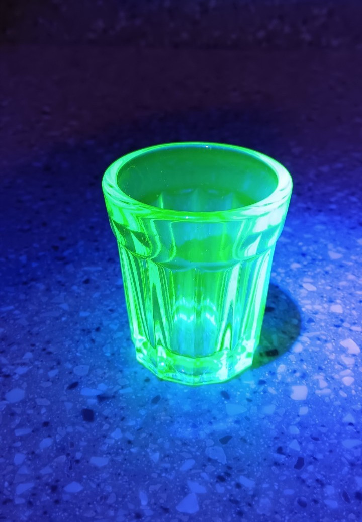 Vintage Green Uranium Vaseline Paneled Round Shot Glass Vintage Green Uranium Vaseline Paneled Round Shot Glass